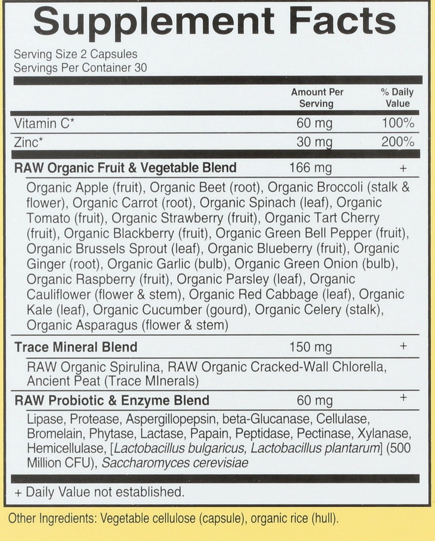 Garden of Life Vitamin Code Zinc Vegan Capsules, 60 Capsules