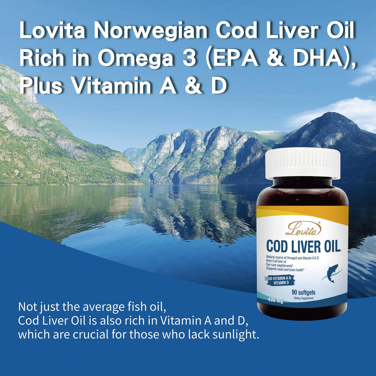 LOVITA Norwegian Cod Liver Oil Softgels, 270 Softgels