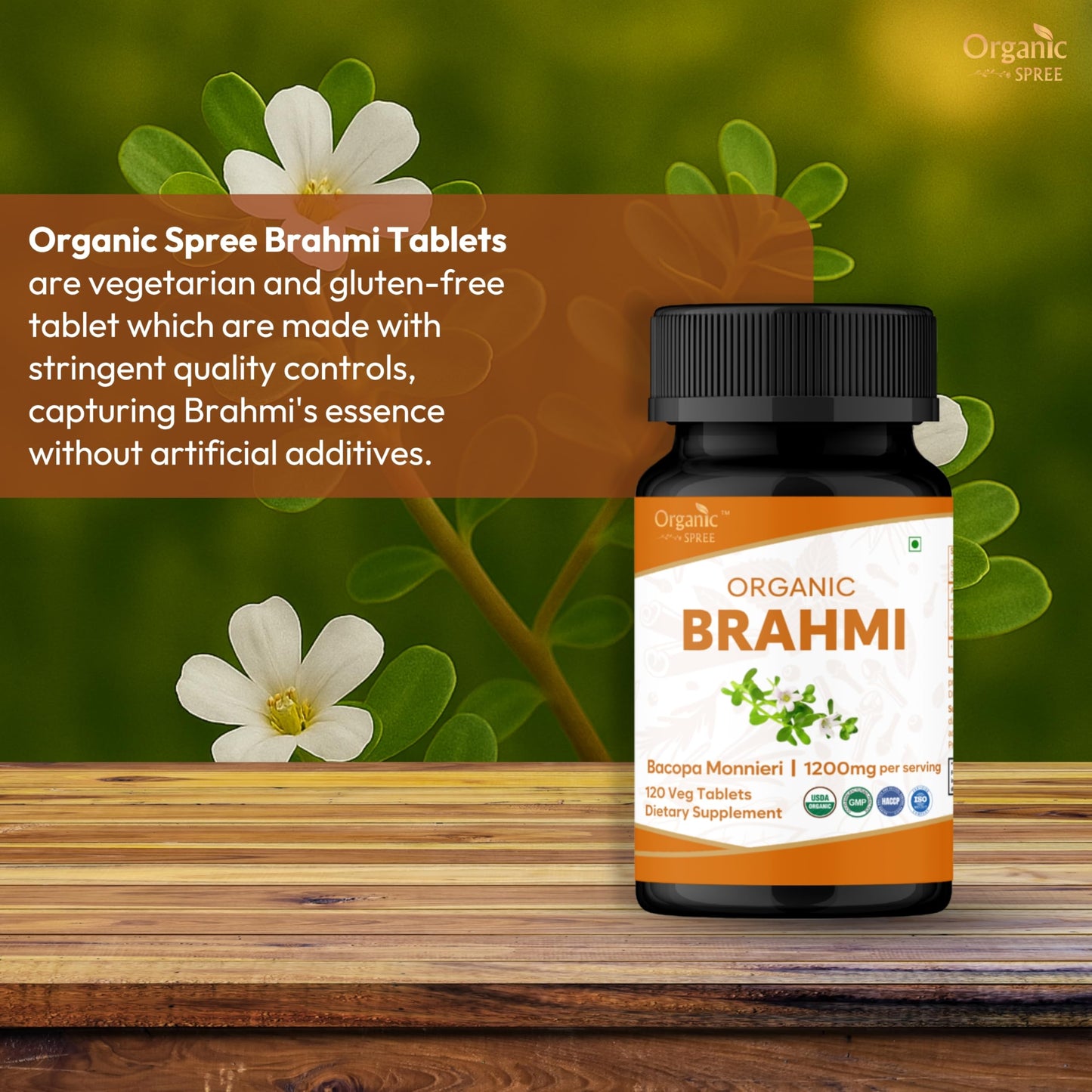 Organic Spree Brahmi Bacopa Monnieri 120 Tablets