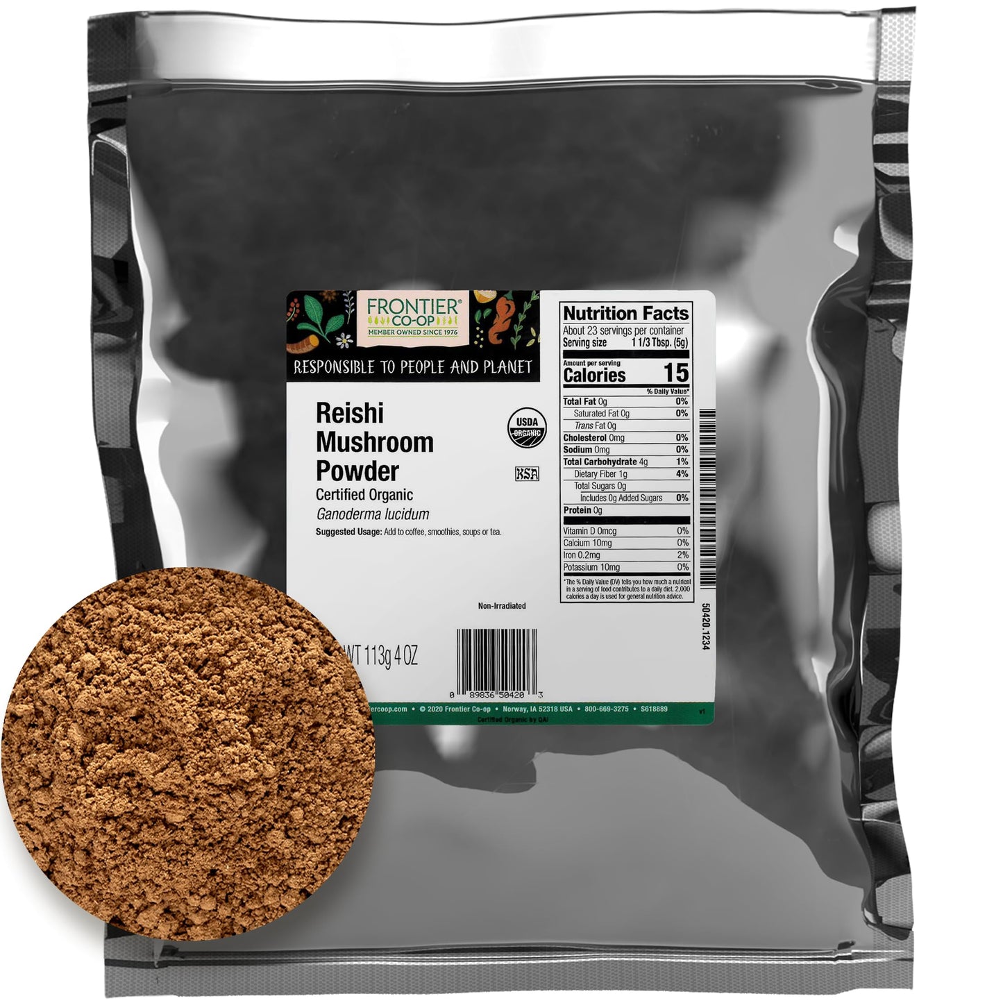 Frontier Co-op Premium Organic Reishi Mushroom Powder 4 Ounce