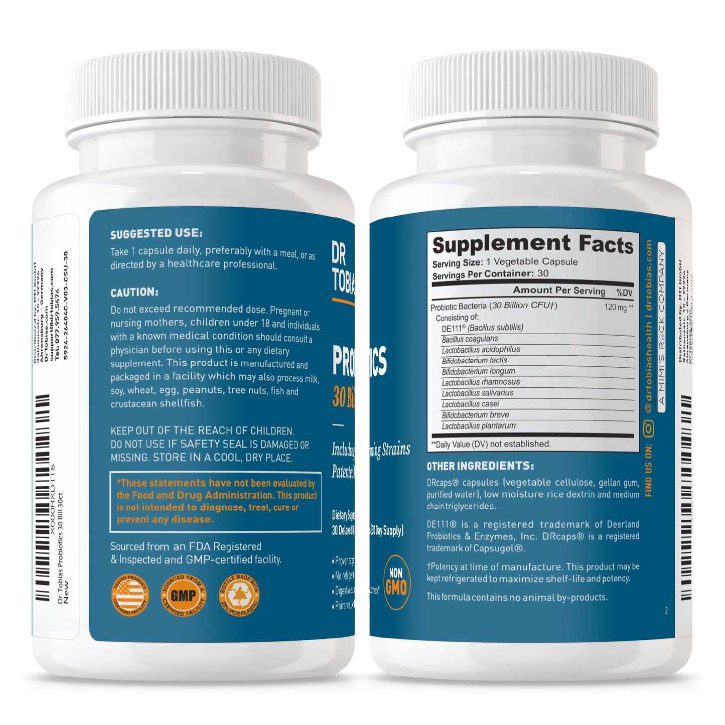 Dr. Tobias Probiotics 30 Billion CFU Capsules 30