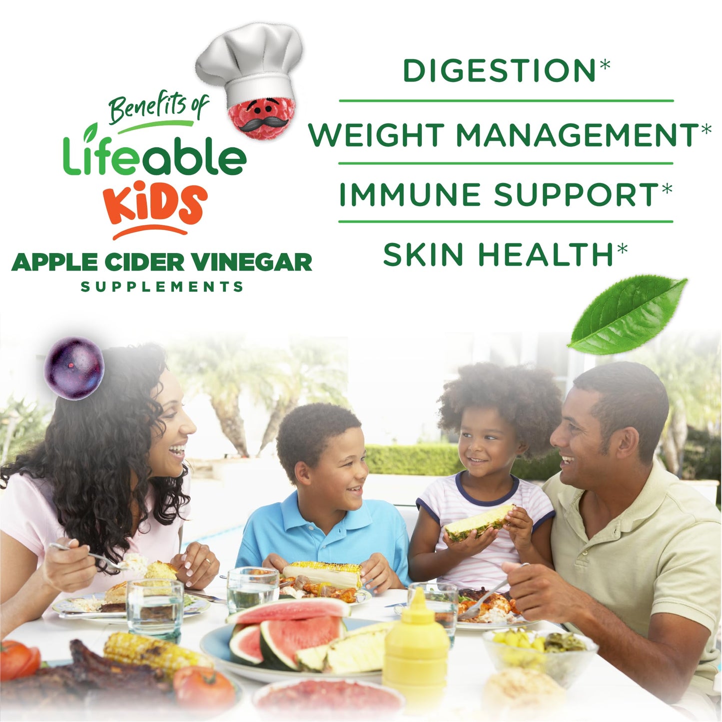 Lifeable Apple Cider Vinegar for Kids ACV with The Mother - 500 mg Gummies, 60 Count