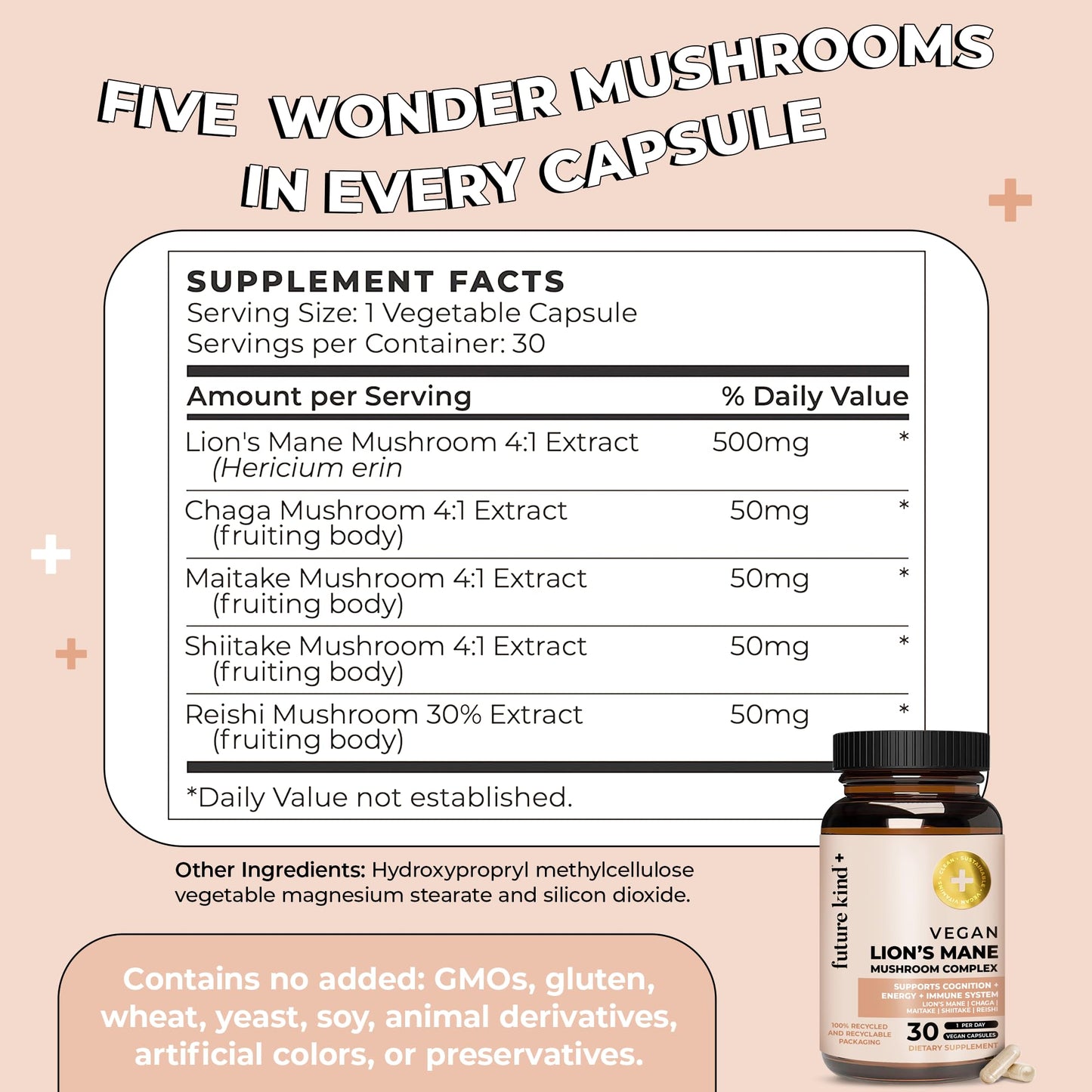 Future Kind Vegan Lion’s Mane Mushroom Complex 30 Capsules