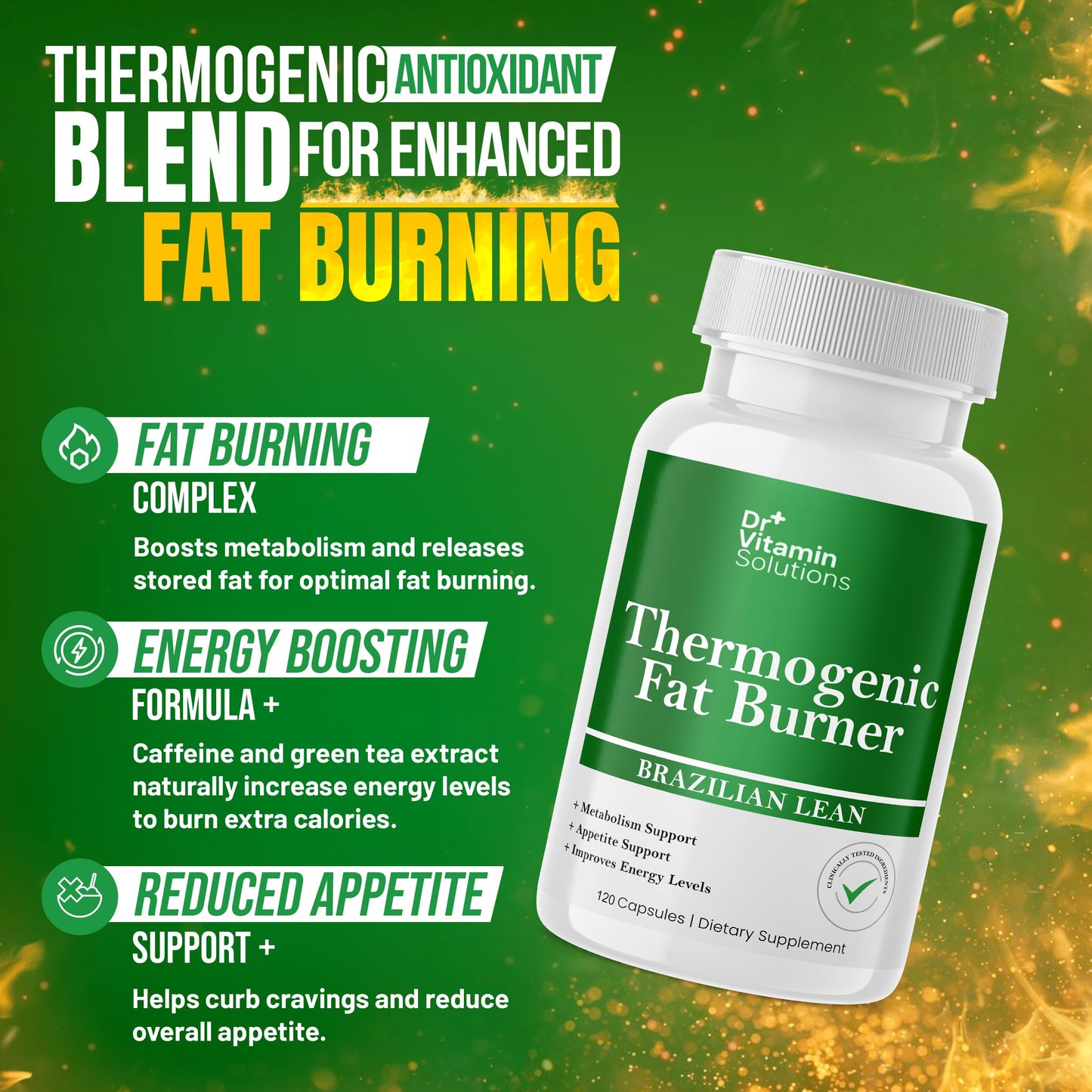 DR VITAMIN SOLUTIONS Thermogenic Fat Burner for Women and Men Capsule 120 Count