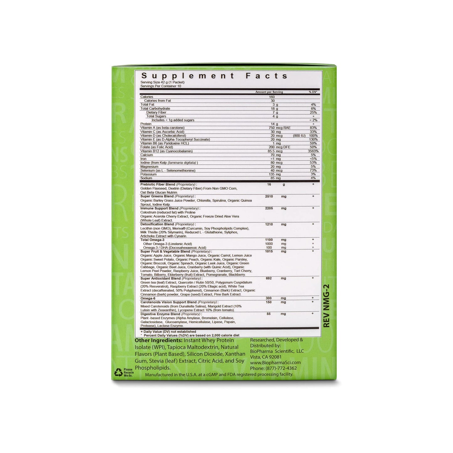 Biopharma Scientific NanoMeal Plant-Based All-in-One Nutrition Powder 1.48