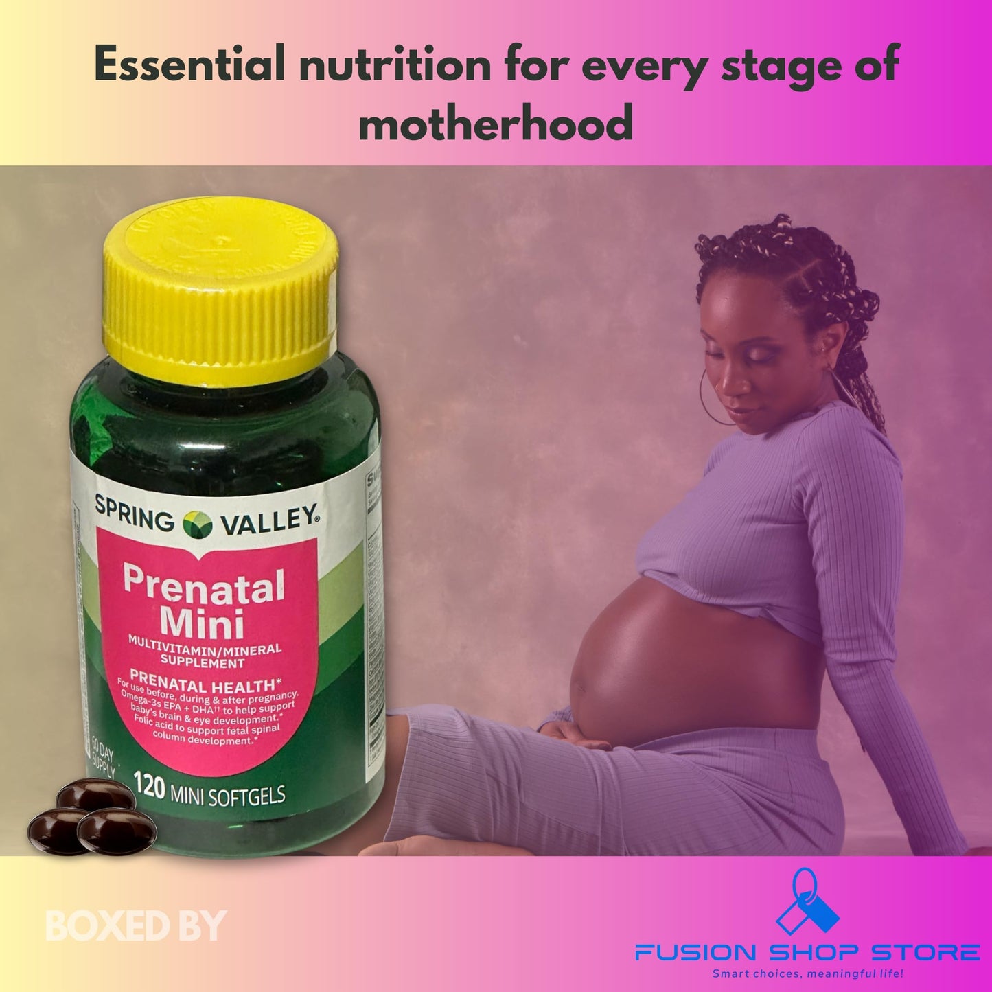 FUSION SHOP STORE Prenatal Vitamins for Women Softgel 120 Count