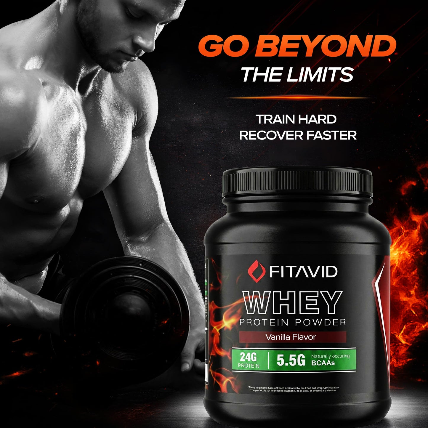 FITAVID Whey Protein Powder 32 Servings