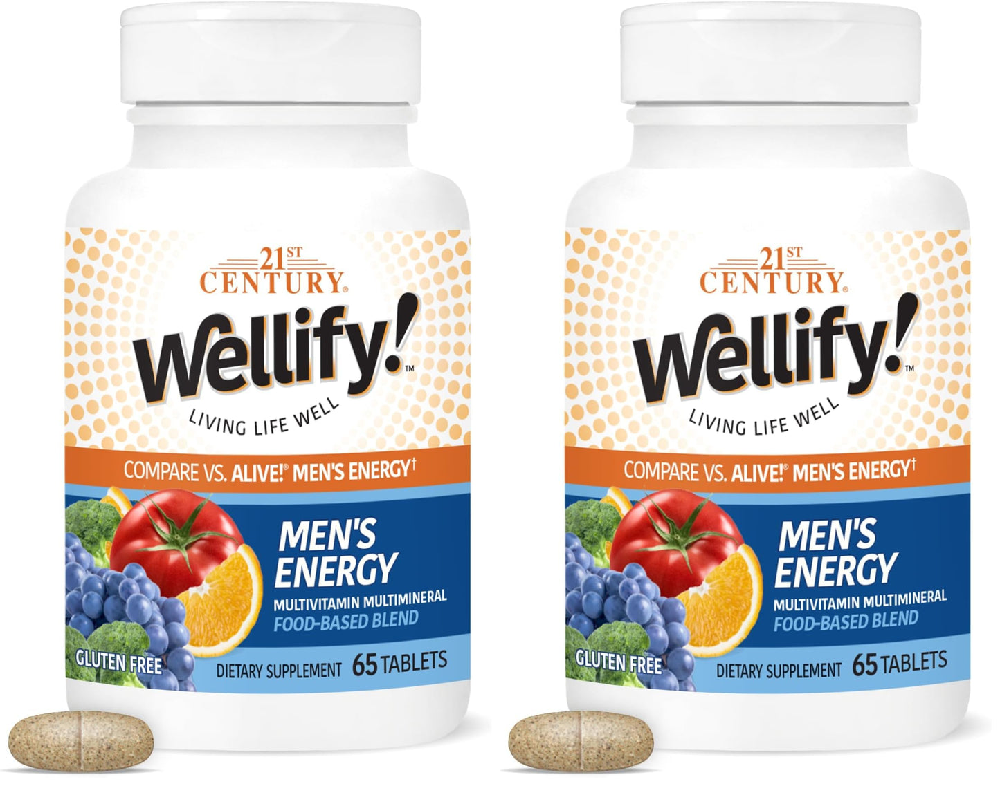 21st Century Wellify Men's Energy Multivitamins with Minerals 130 Tablets
