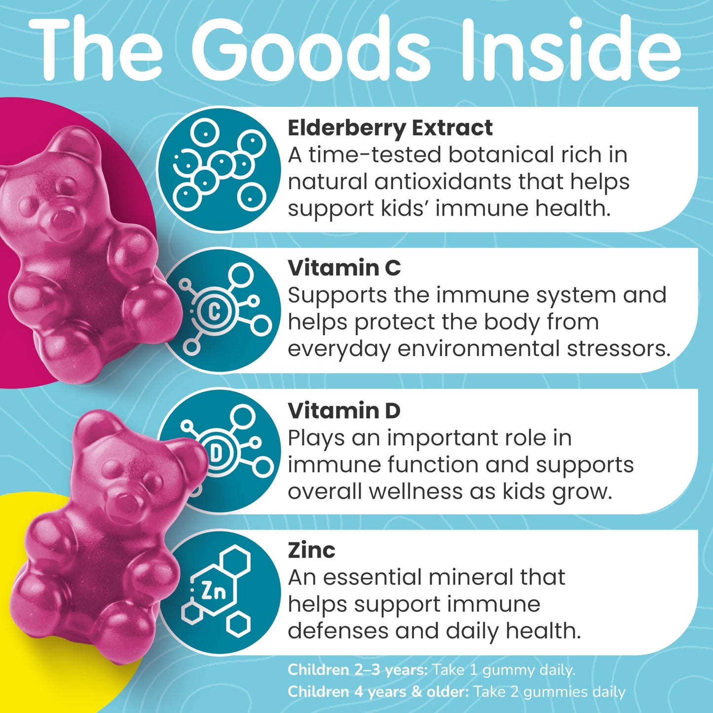 Terramed Just Think Comfort Elderberry Gummies for Kids with Vitamin C & Zinc, 60 Gummies