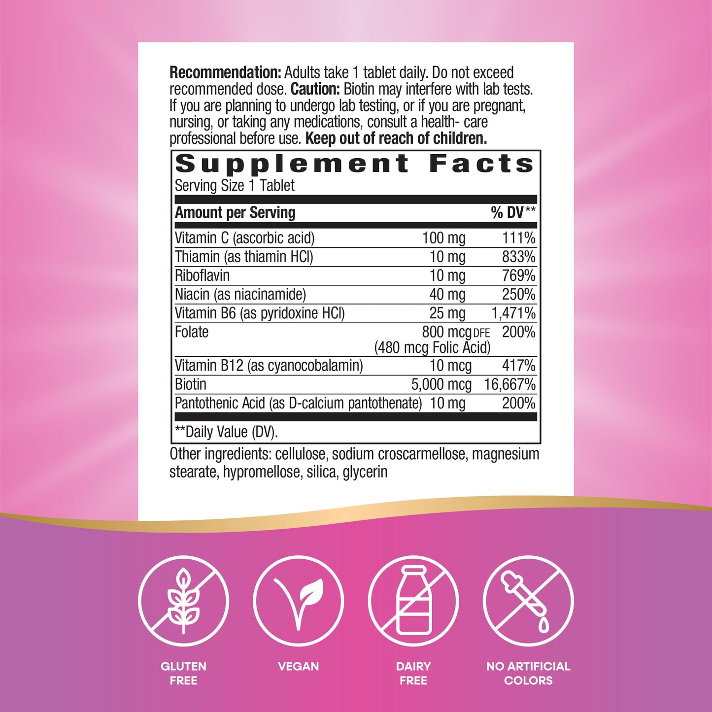 Nature's Way Biotin Forte Extra Strength, 5,000 mcg per Serving, 60 Tablets