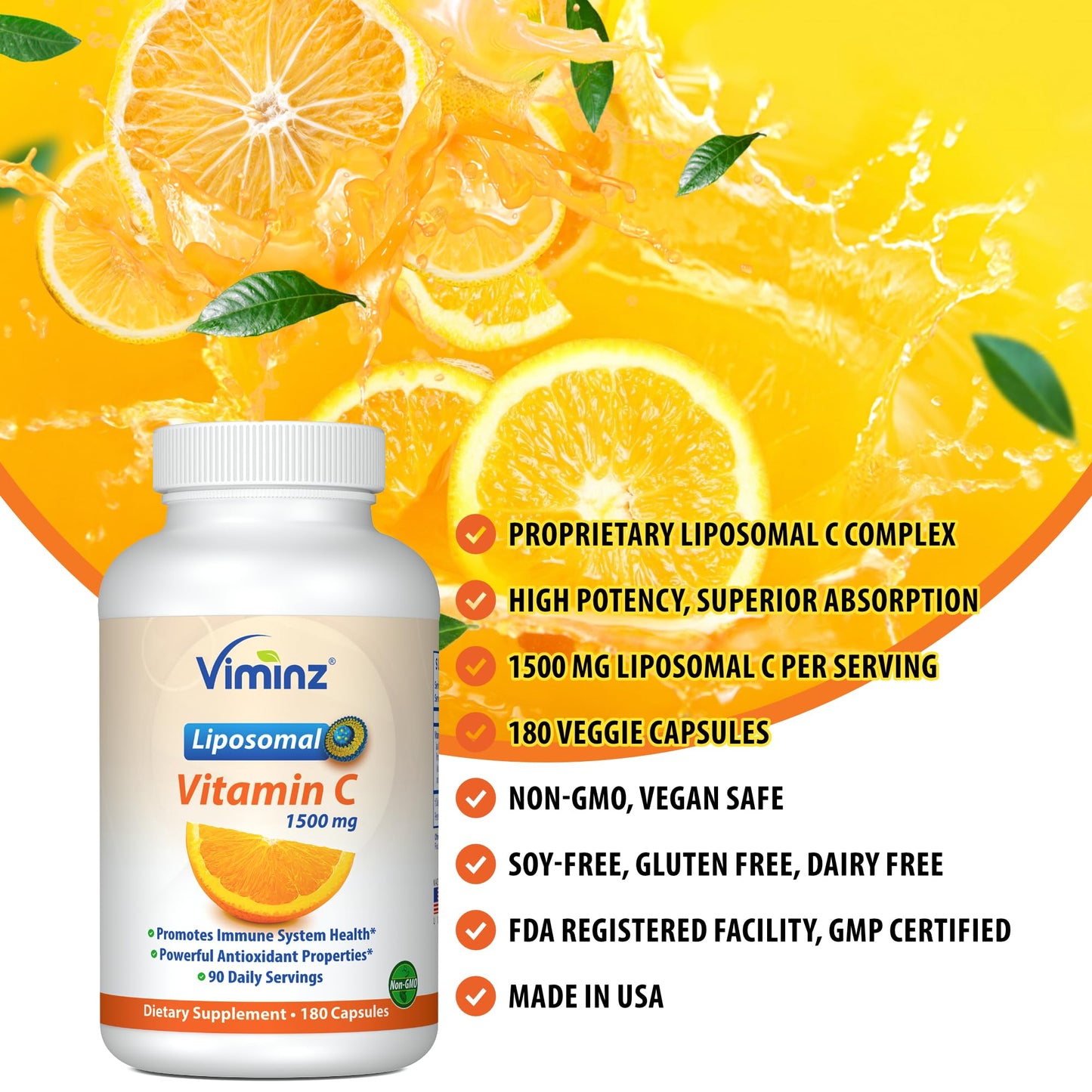 Viminz Liposomal Vitamin C 1500mg Capsule, 180 Capsules