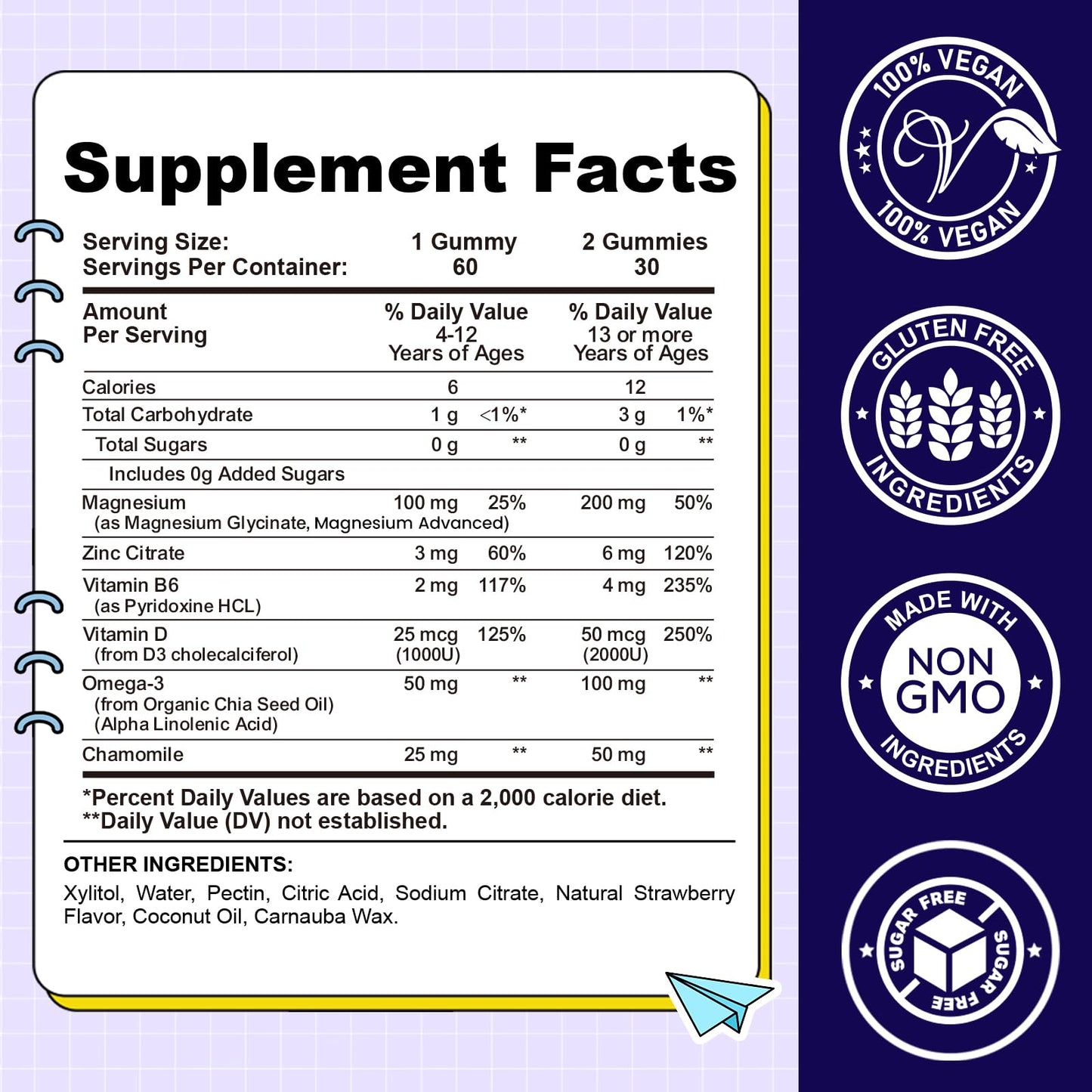 CFILIHTC Kids Magnesium Glycinate Gummies 60 Count