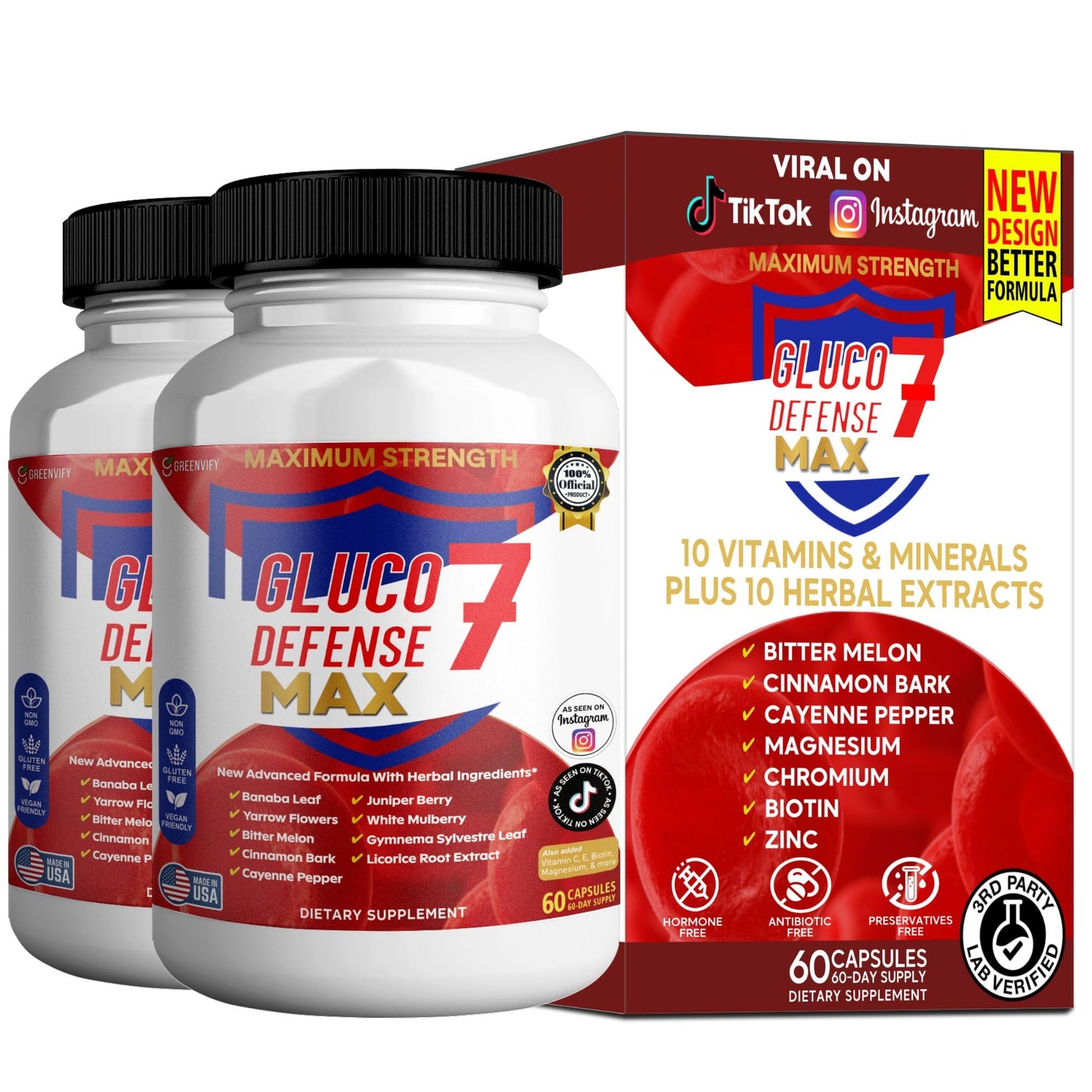 GREENVIFY Gluco Defense 7 Max 60 Capsules