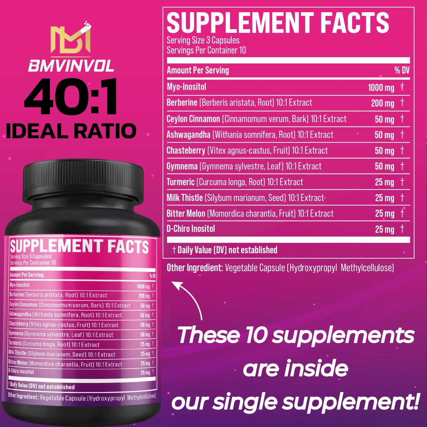 BMVINVOL Inositol Supplement Capsules, 30