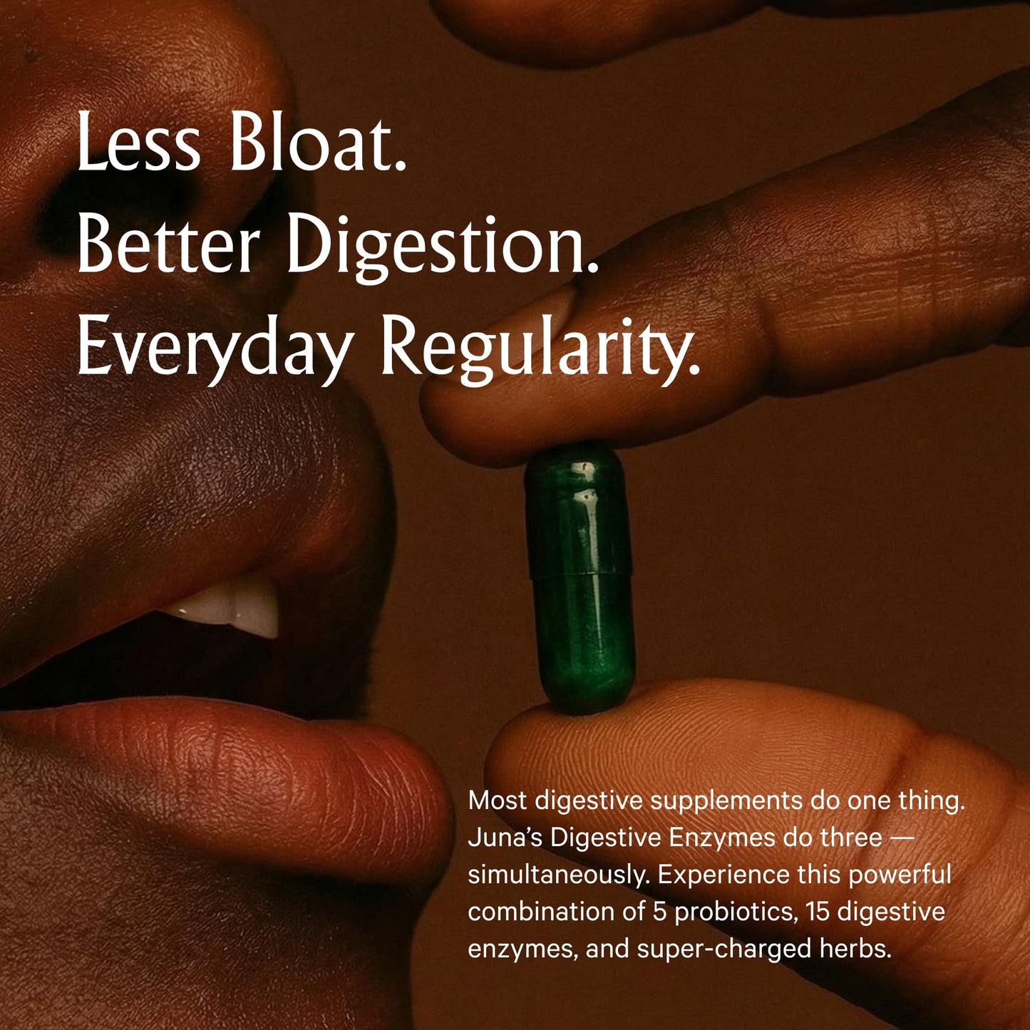 Juna Digestive Enzymes + Probiotic — 3-in-1 Daily Gut Support for Bloat Relief, Smooth Digestion & Microbiome Balance | 15 Enzymes, 5 Probiotics, 8 Botanicals | Vegan, 3rd-Party Tested | 60 Capsules