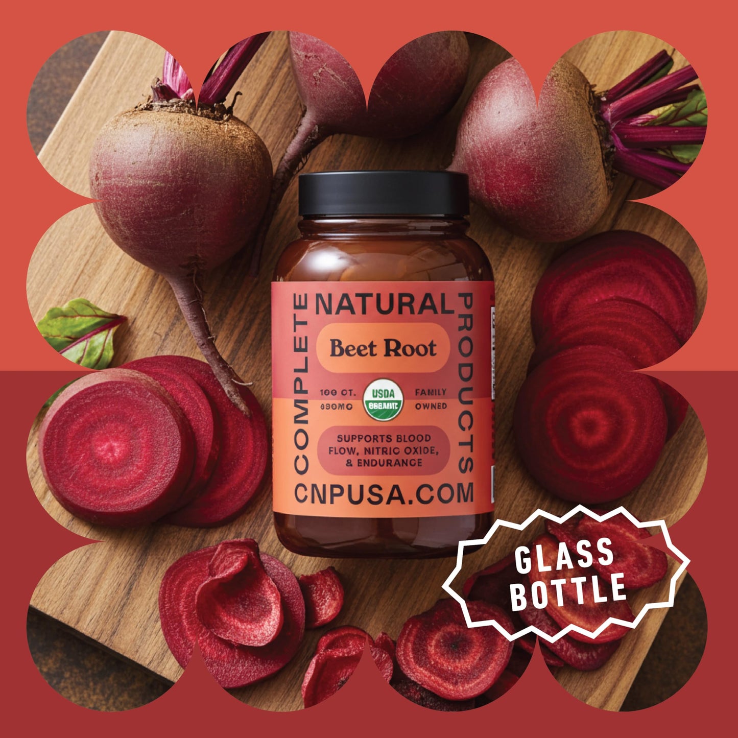 Complete Natural Products Organic Beet Root Capsules 620mg, 100 Capsules
