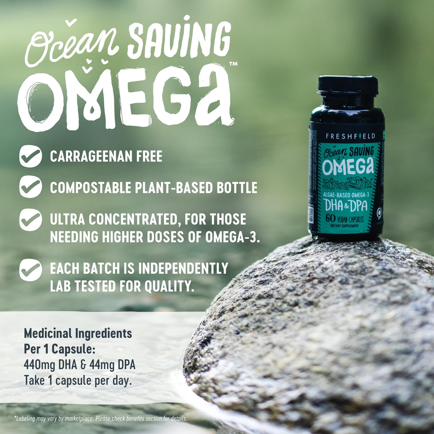 Freshfield Omega 3 DHA Supplements Softgel Capsules, 180 Count