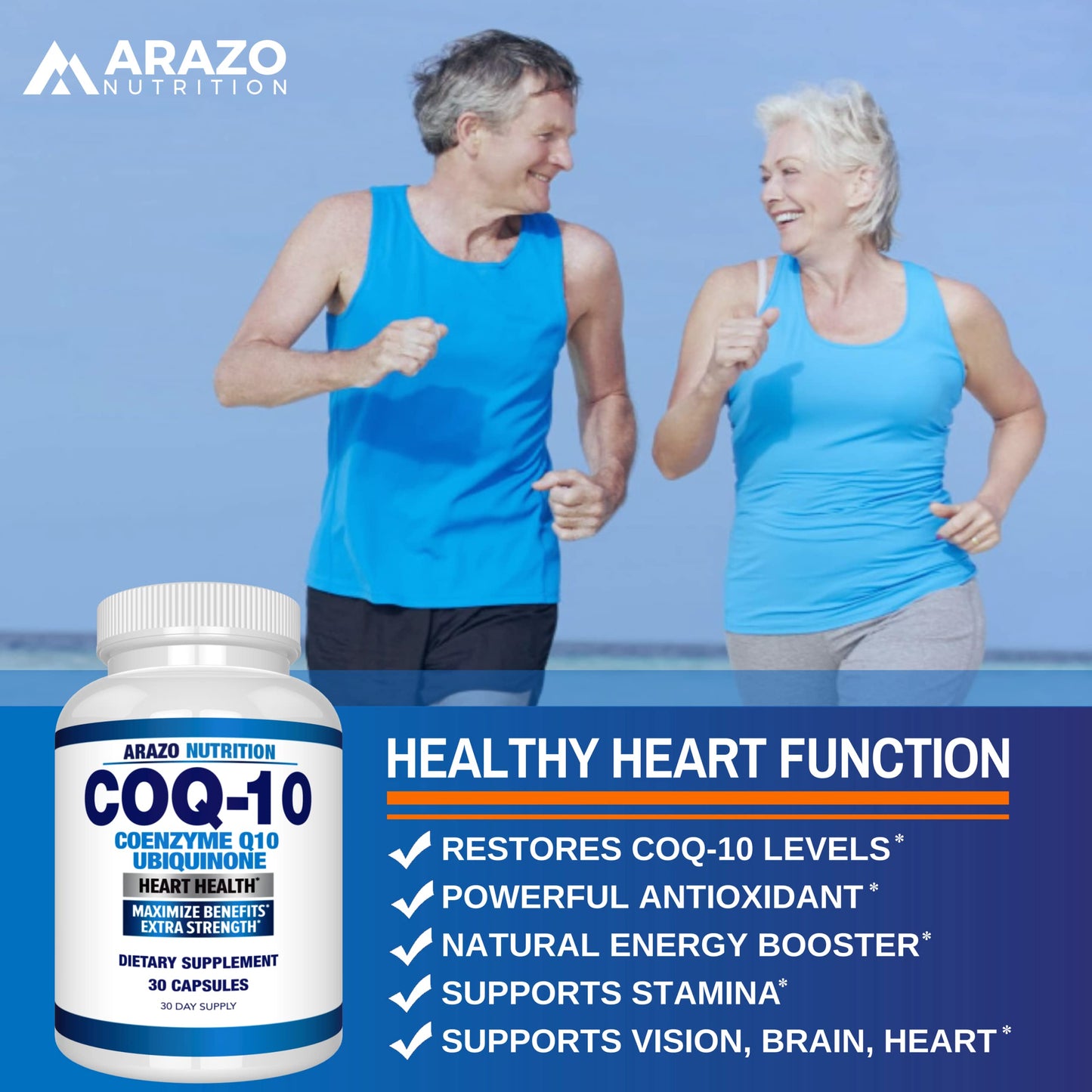 Arazo Nutrition CoQ10 Ubiquinone Coenzyme Q10 200mg High Absorption Capsules, 30 Count