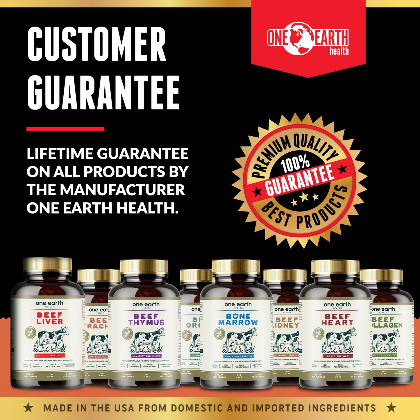 One Earth Health Grass Fed Beef Bone Marrow Supplement 200 Capsules