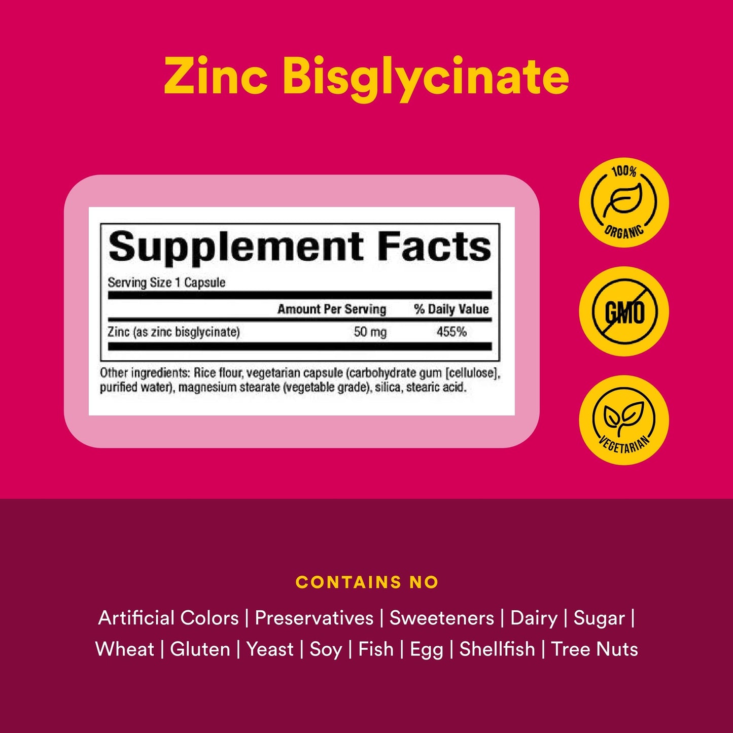 Natural Factors Zinc Bisglycinate 50 mg Capsules, 60 Count