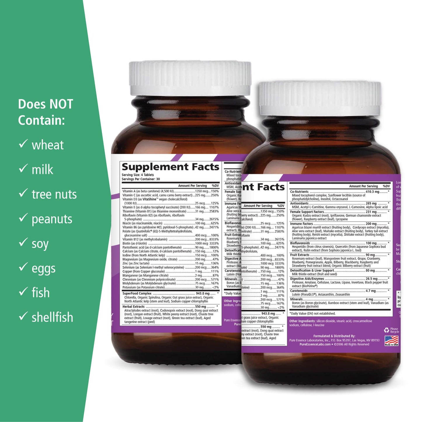 Pure Essence Labs Longevity for Women Over 40 Multivitamin Tablet 120 Count