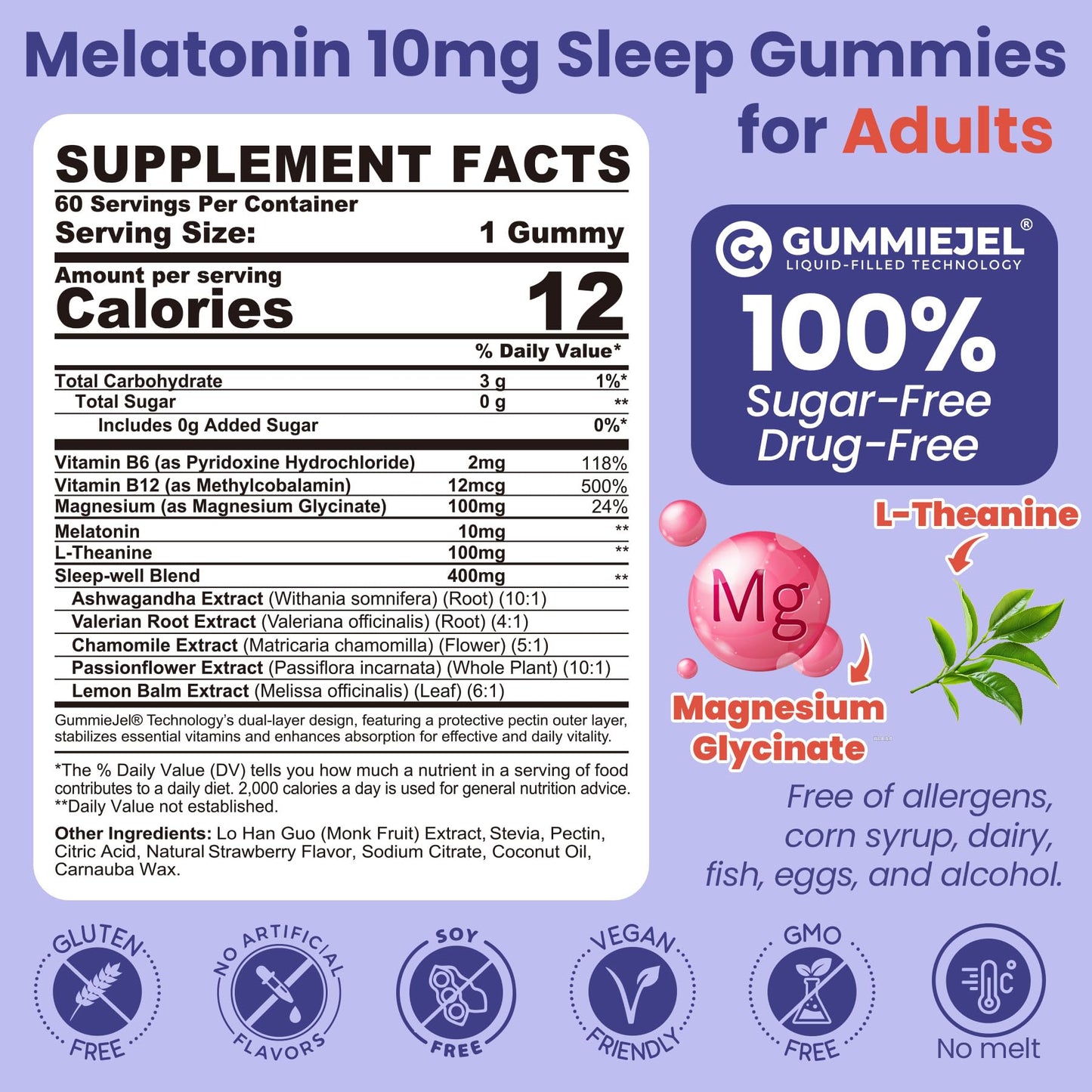 EnvyCure Melatonin Extra Strength Drug Free Sleep Aid for Adults Gummy 120 Count