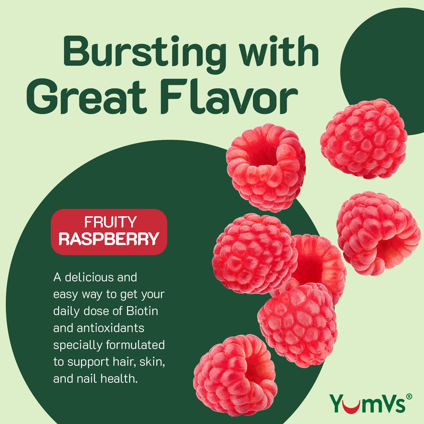 YUM-V'S Teen Multivitamin Gummies with Biotin & Antioxidants – Raspberry Flavor – Hair, Skin & Nails Support – Kosher Gummies for Teens 12–17, 60 Count
