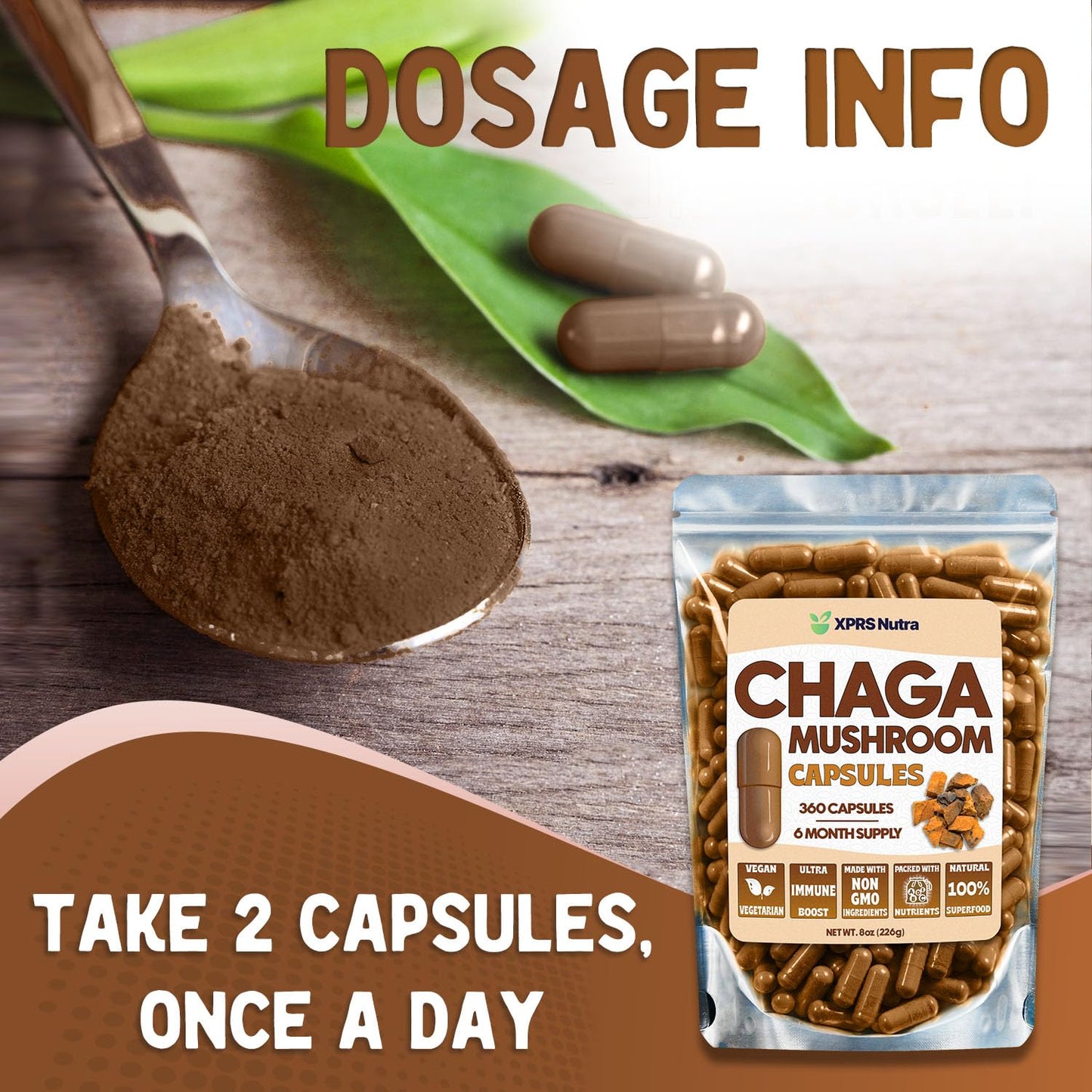 XPRS Nutra Chaga Mushroom Capsules, 360 Count