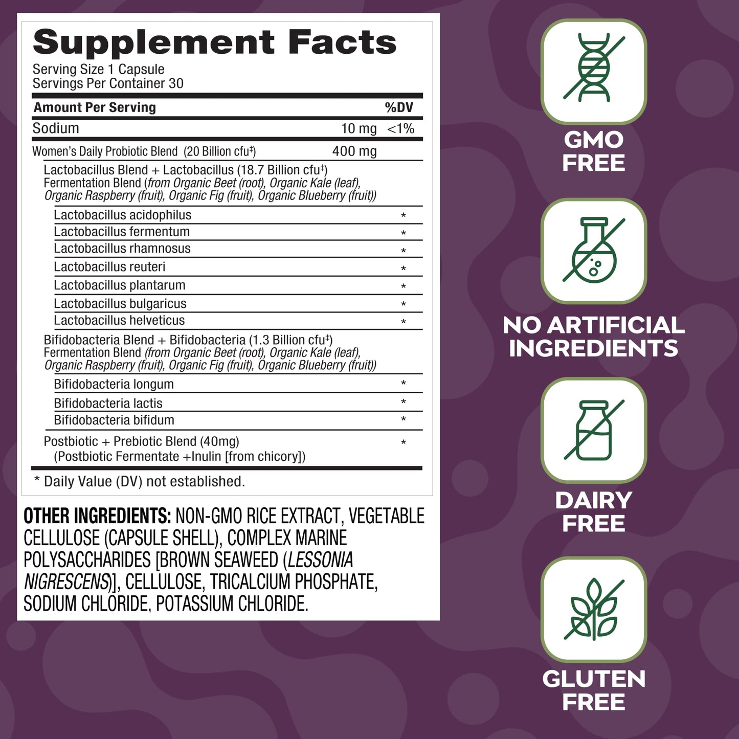 Social Naturals Women’s Probiotic 20 Billion CFU Capsule, 30 Capsules