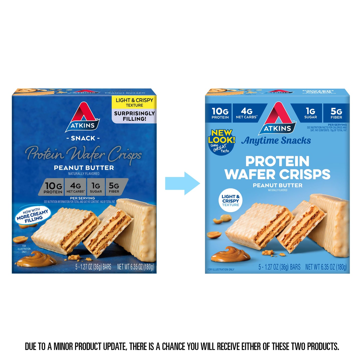 Atkins Peanut Butter Protein Wafer Crisps 5 Count and Caramel Nut Chew Bar 5 Count Bundle