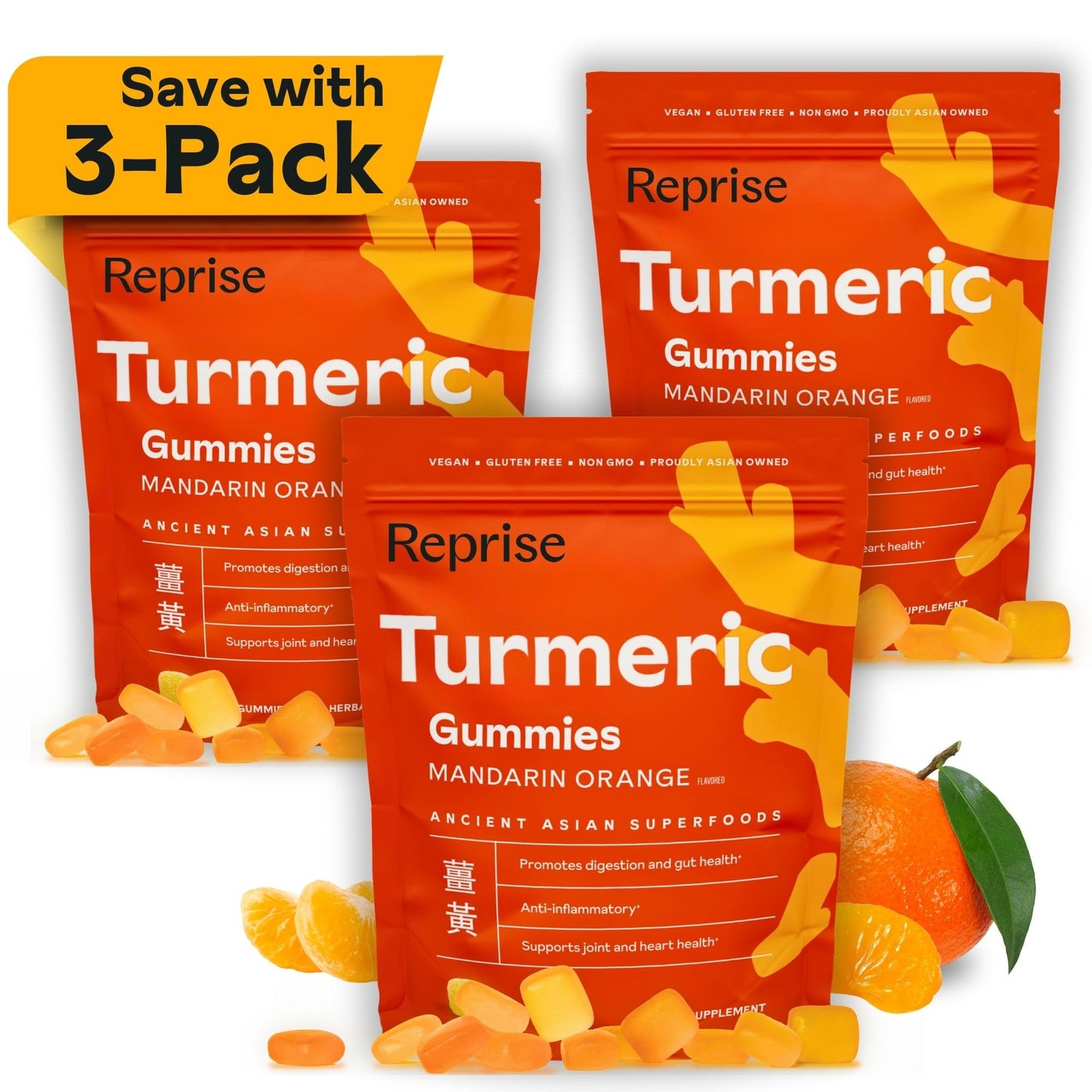 Reprise Turmeric Gummies for Women, Curcumin Supplement, 135 Gummies