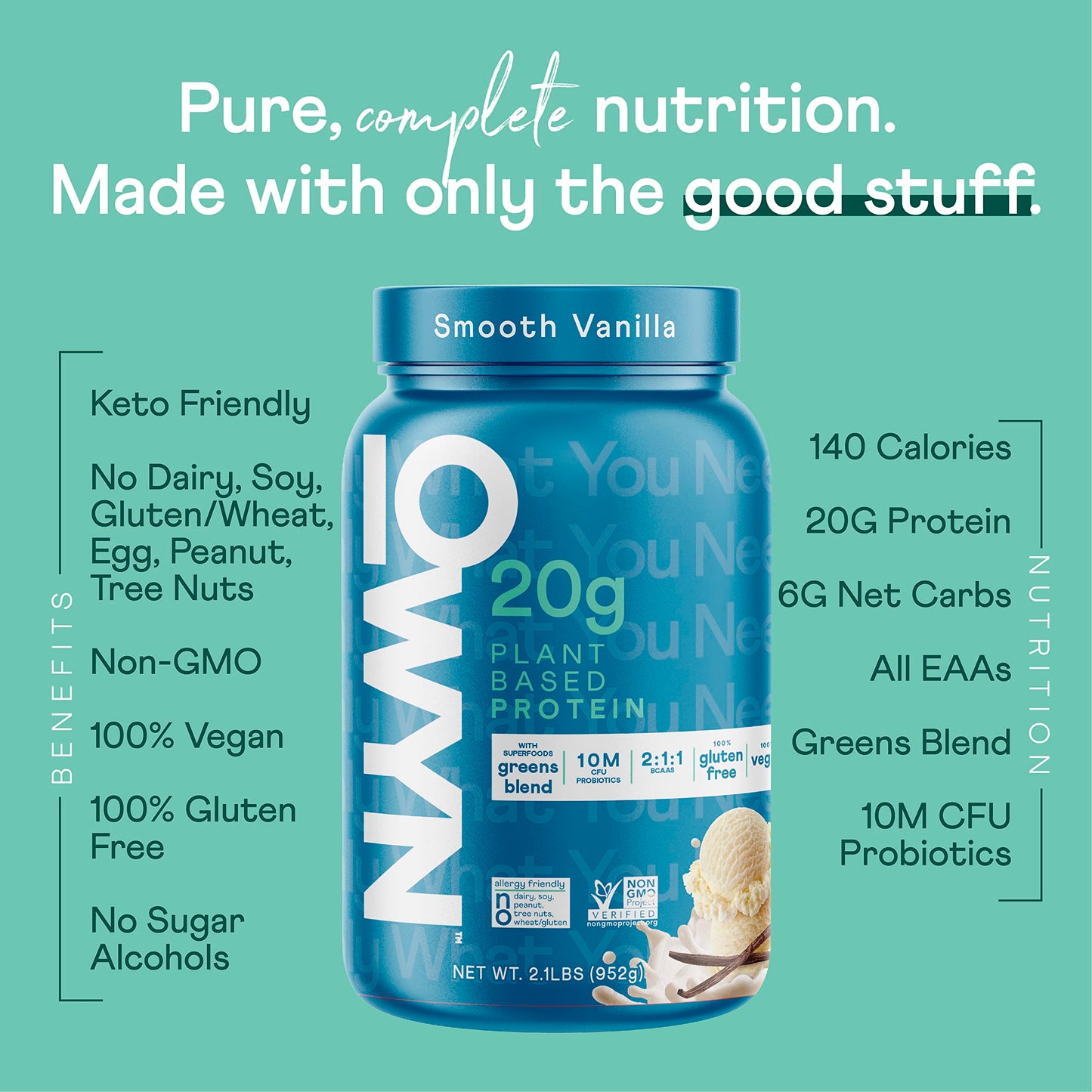 OWYN Only What You Need Vanilla Plant-Based Protein Powder, 2 lb