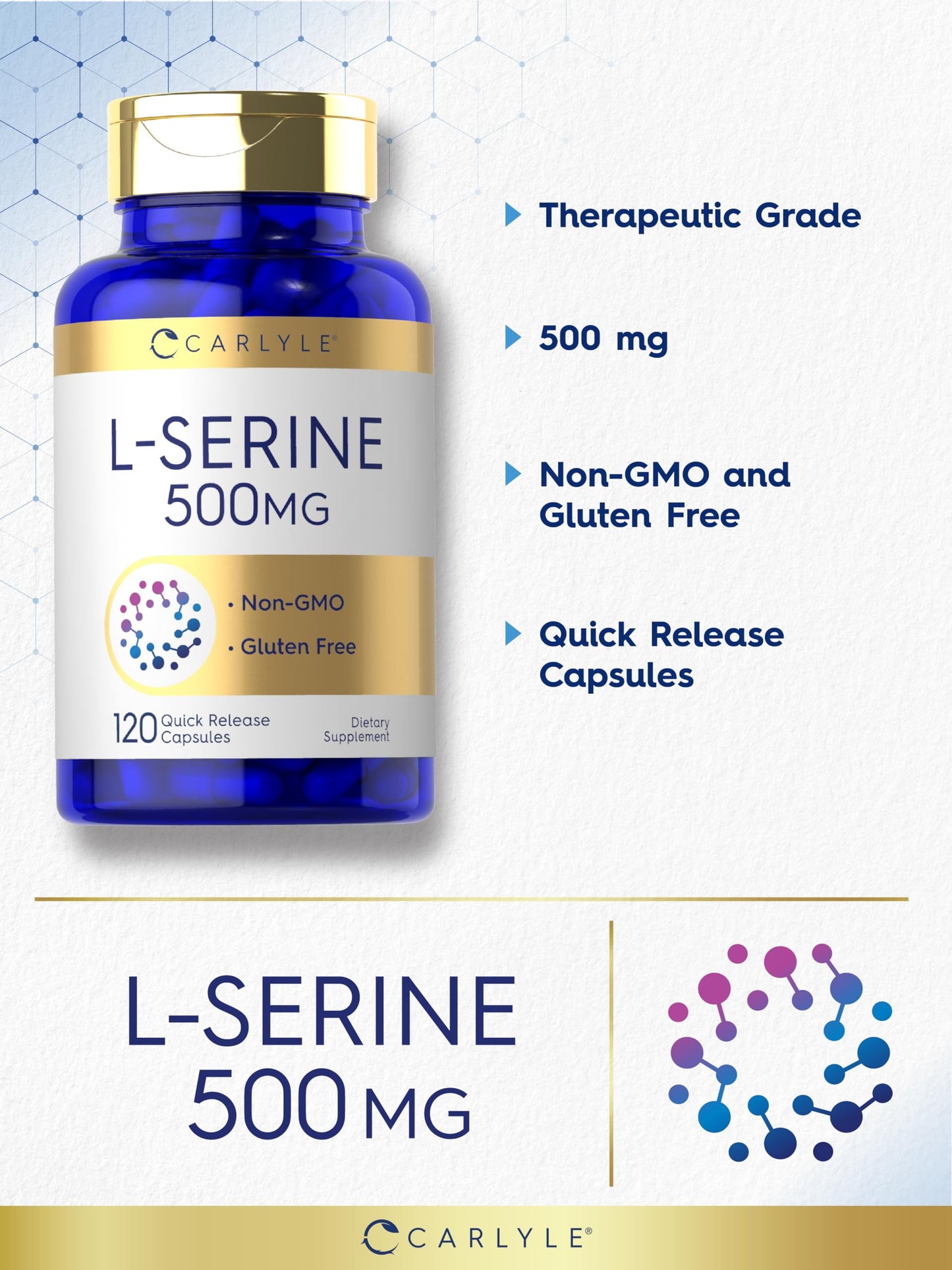 Carlyle L-Serine Capsules 500 mg, 120 Count