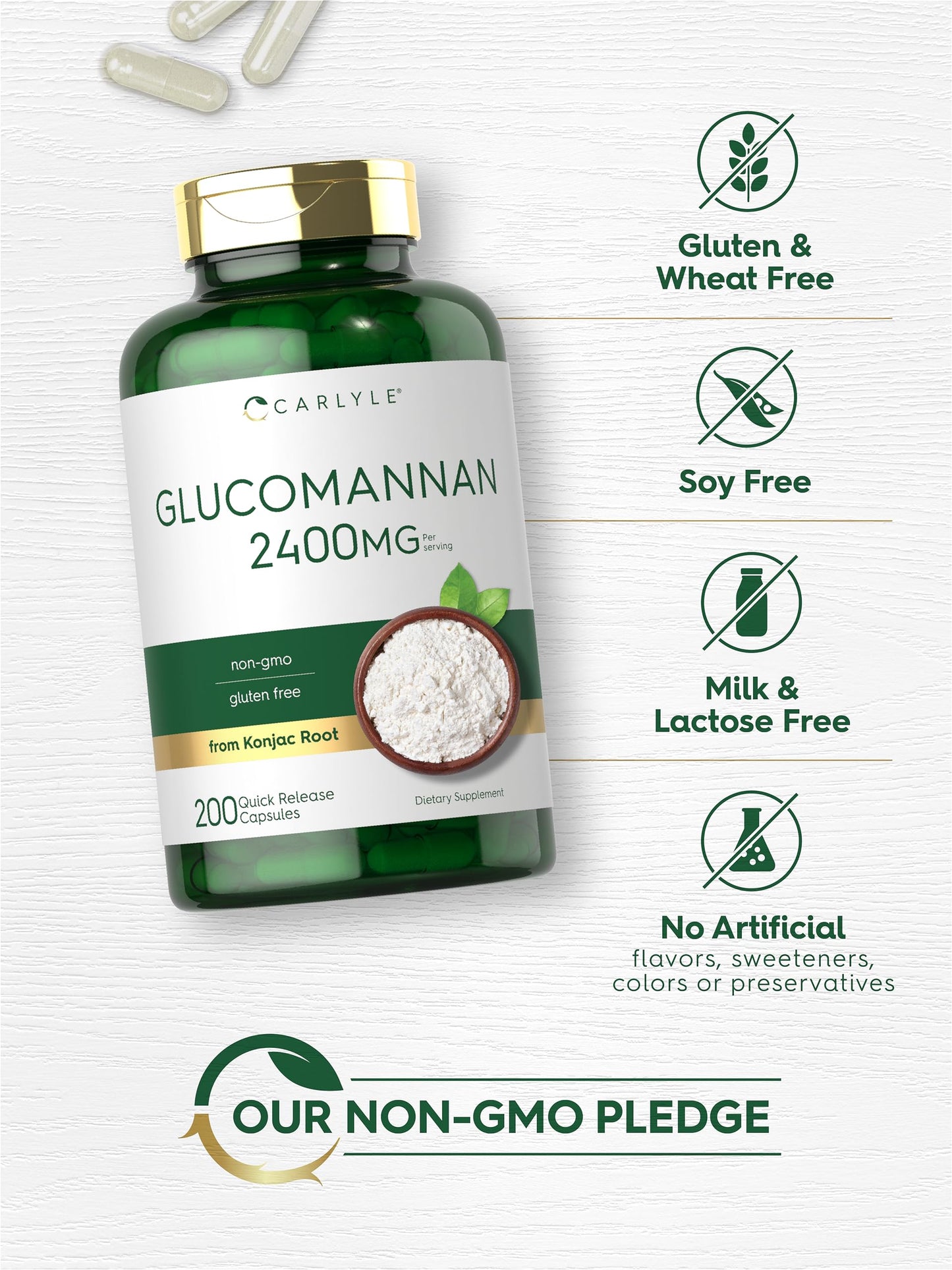 Carlyle Glucomannan Capsules, 200 Count