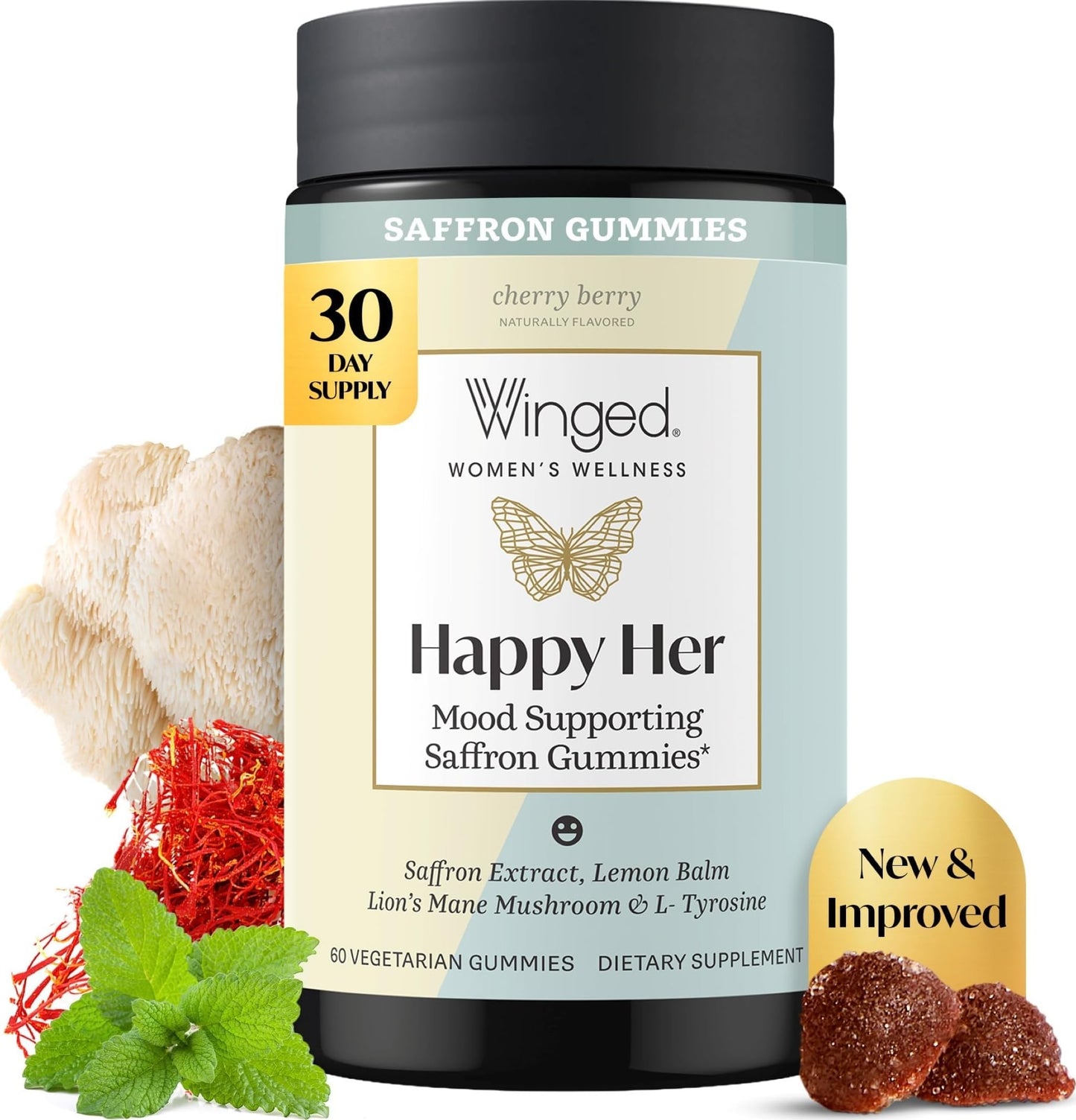 Winged Happy Her Daily Mood Support Gummies for Women, 60 Gummies