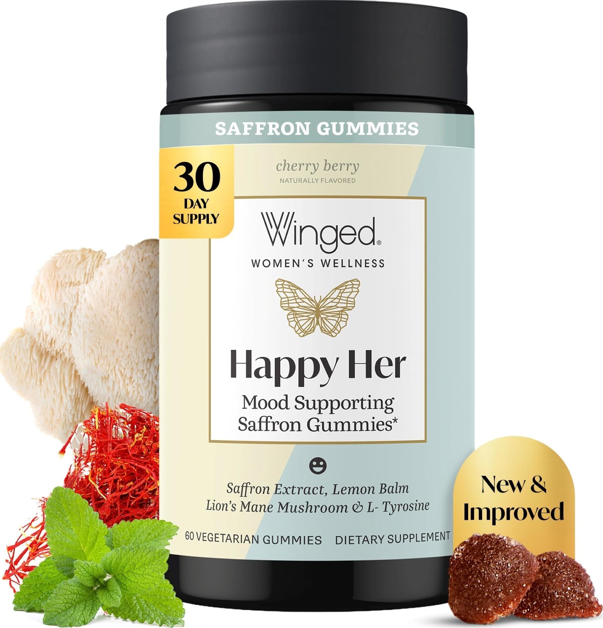 Winged Happy Her Daily Mood Support Gummies for Women, 60 Gummies