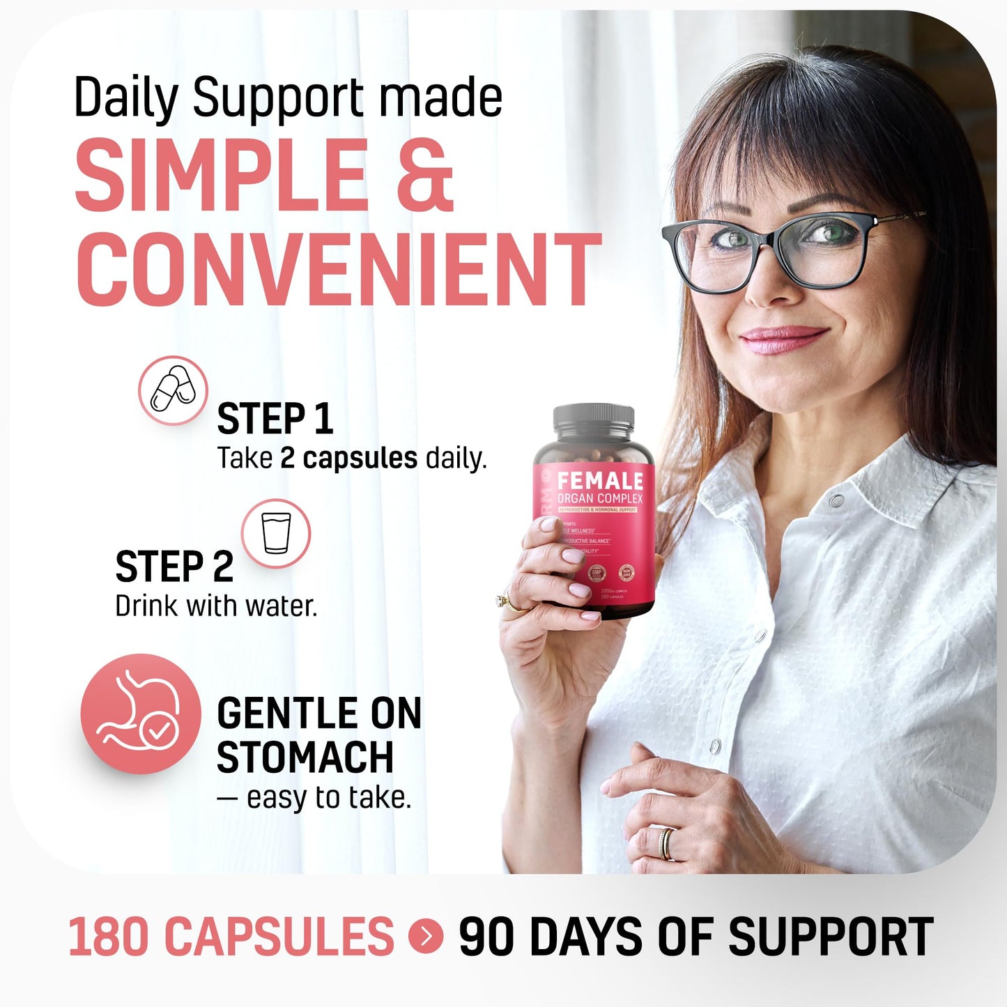 Next Form Beef Organ Supplement for Women 6 in 1 Complex Hormone Balance & Energy, 180 Capsules