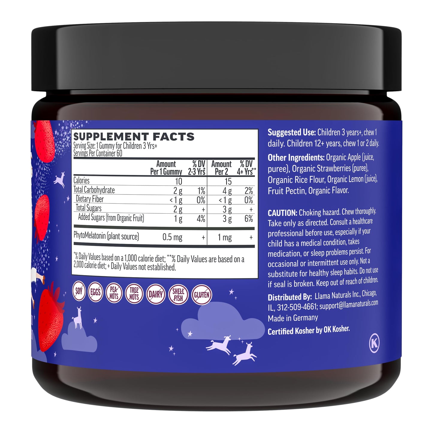 Llama Naturals Organic Kids Phytomelatonin Gummies 120 Count