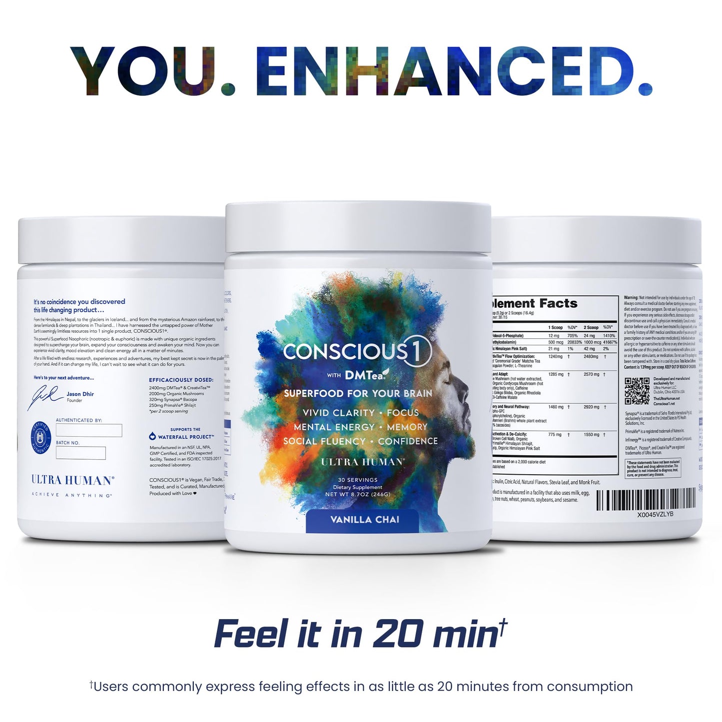 Ultra Human Conscious1 - Focus Boosting Superfood Blend Powder 2.7 Ounces