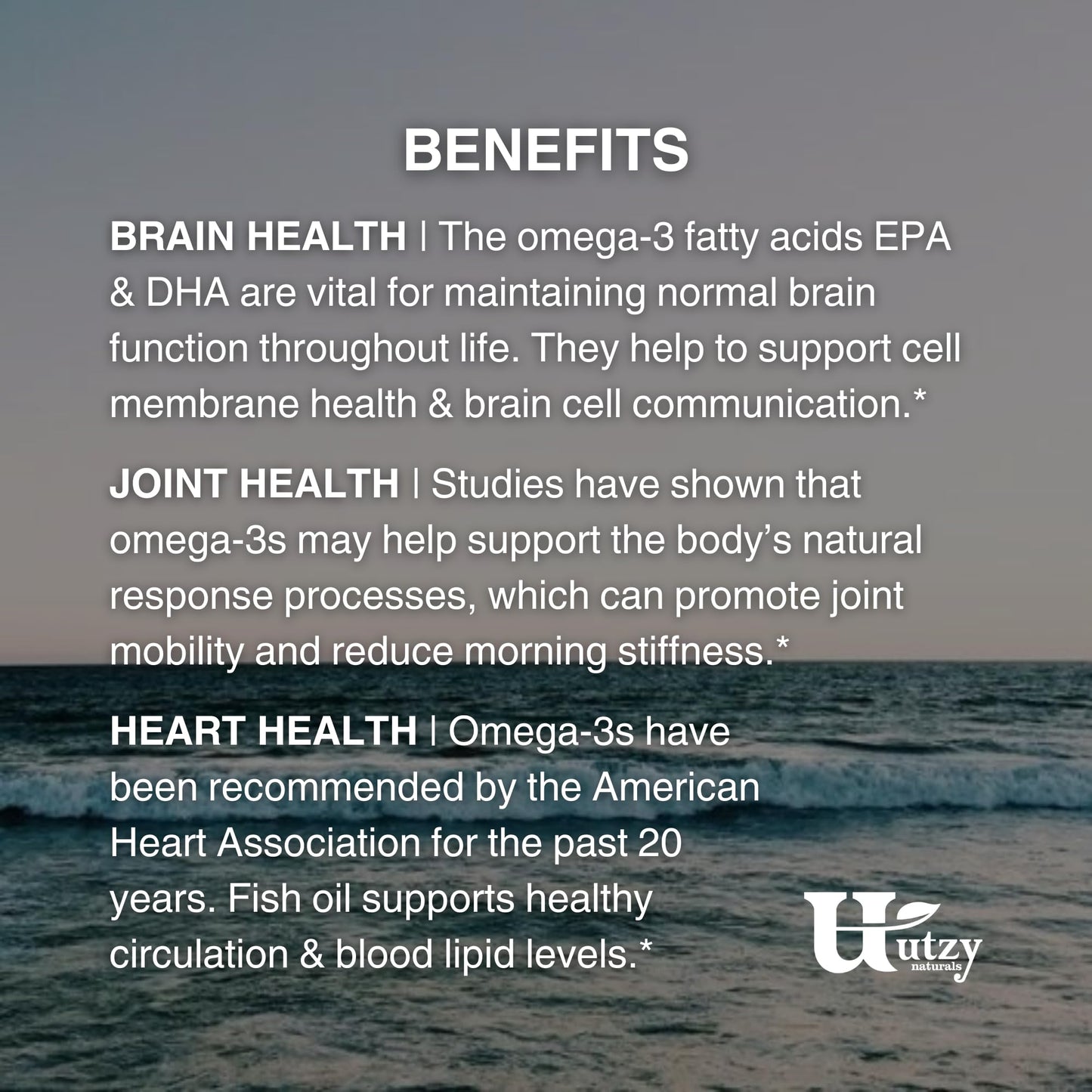 Utzy Naturals Omega-3 Fish Oil Softgels 60