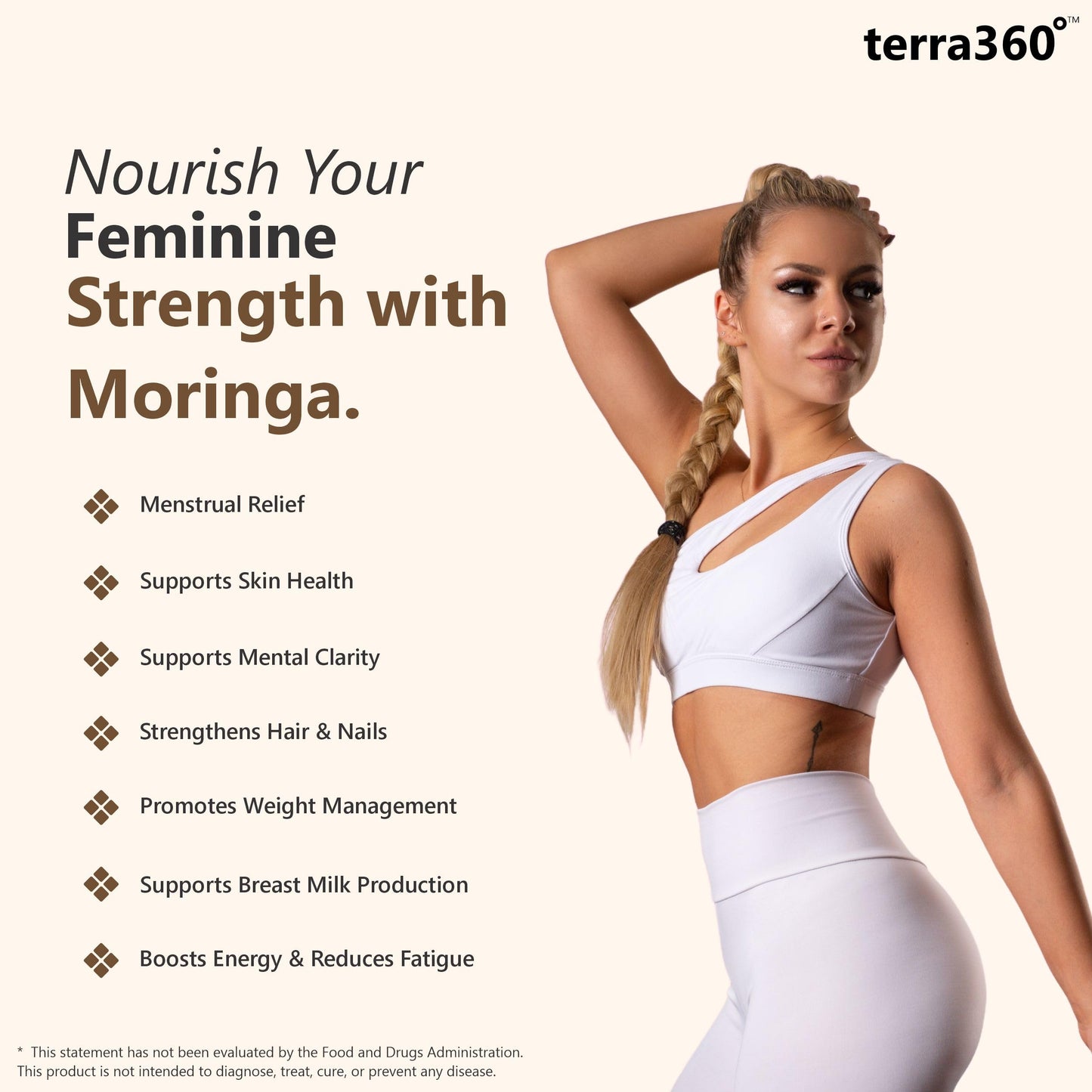 terra360° Natural Moringa Leaf Powder Capsules, 60 Capsules