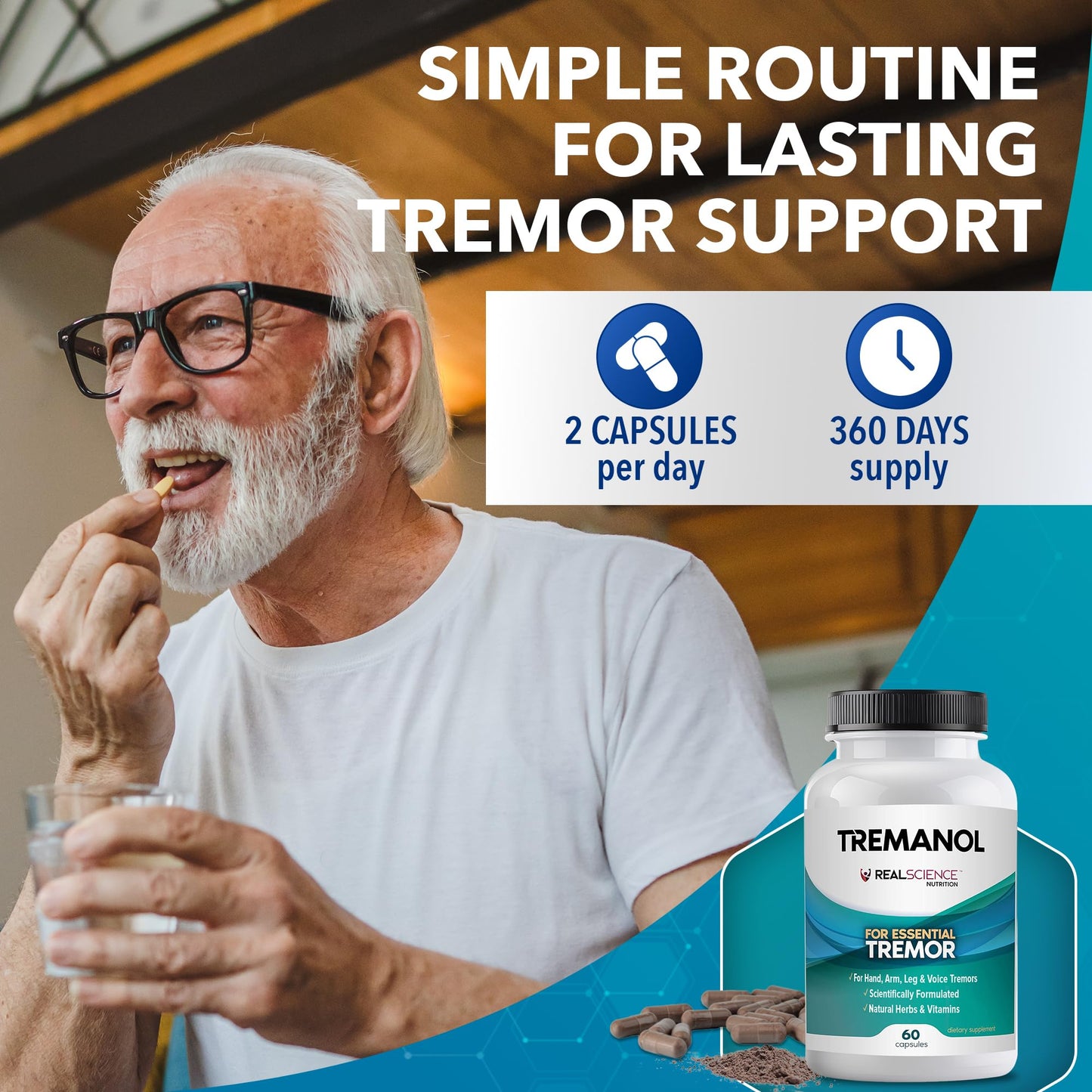 Tremanol Natural Aid Herbal Supplement – Includes Vitamin B2 & B12, Passionflower & Skullcap, Tablets, Pack of 12