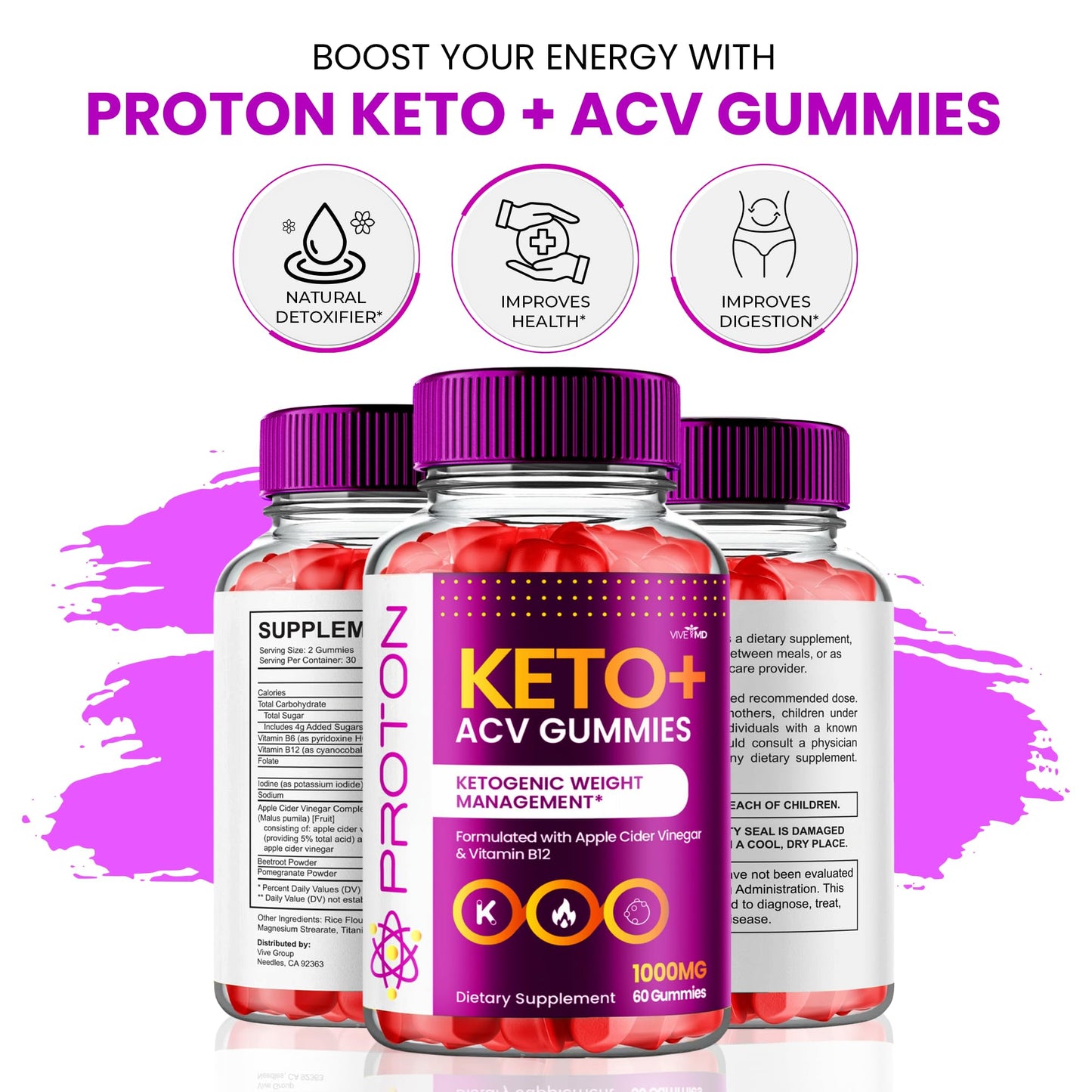 VIVE MD Proton Keto ACV Gummies 60 Count