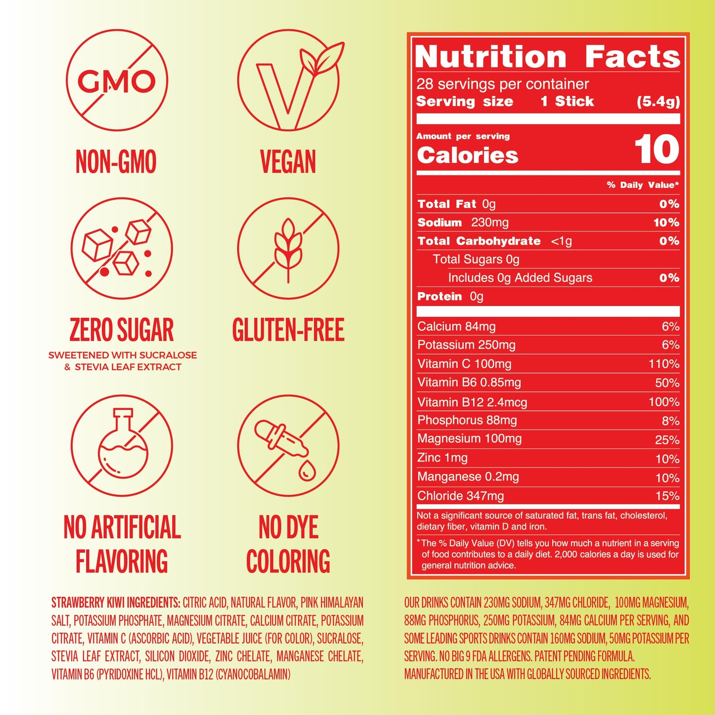 TREVI Electrolytes Powder Packets, 5.33 Count, Sugar Free Hydration, Strawberry Kiwi