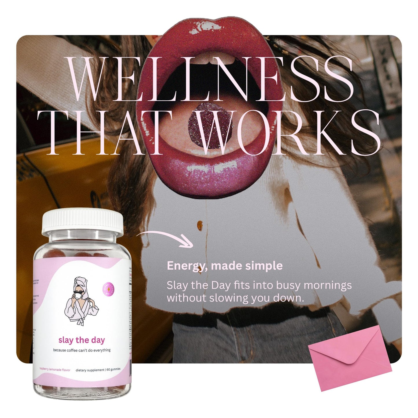 Balancing Act Slay The Day Energy Gummies – Caffeine Free Focus & Clean Energy Support – with Vitamin B12, CoQ10 & Cognizin Citicoline – Raspberry Lemonade, 60 Gummies