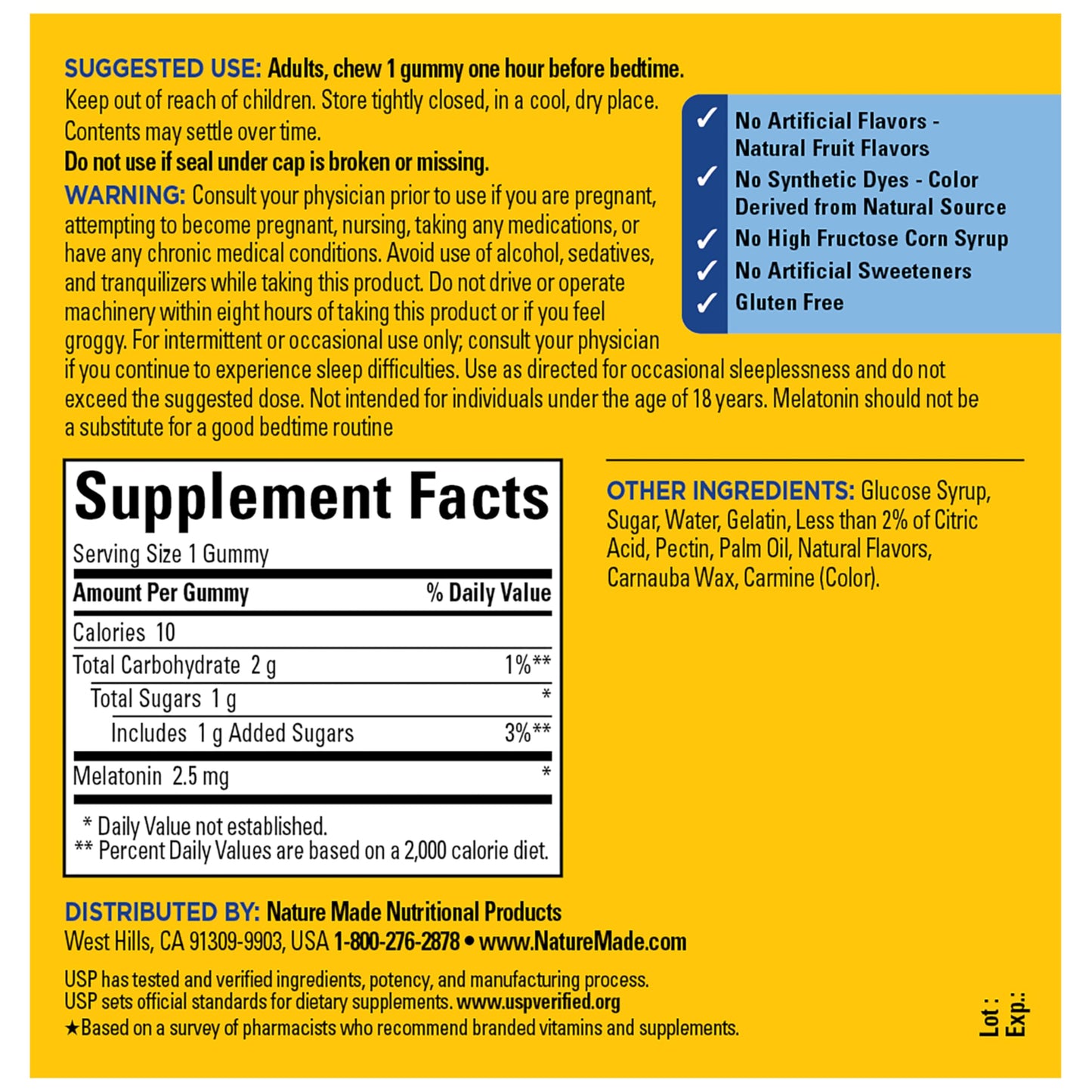 Nature Made Melatonin Gummies 2.5 mg, 130 Count