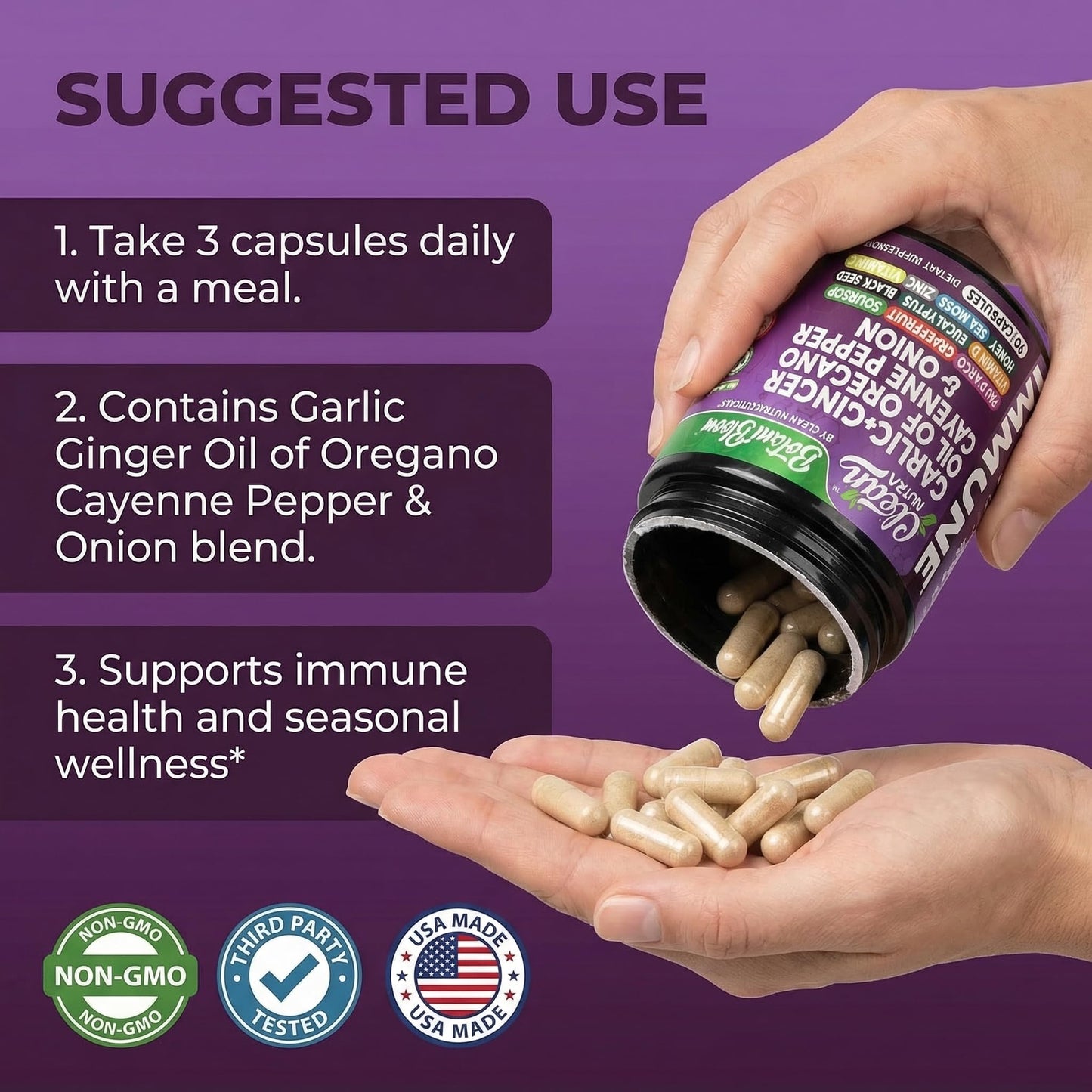 Clean Nutraceuticals Garlic Ginger Oil of Oregano Cayenne Pepper Grapefruit Soursop Black Cumin Sea Moss Black Pepper Vitamin C and Zinc VIT C Detox Gut Health Black Seed Cleanse 90 Capsules