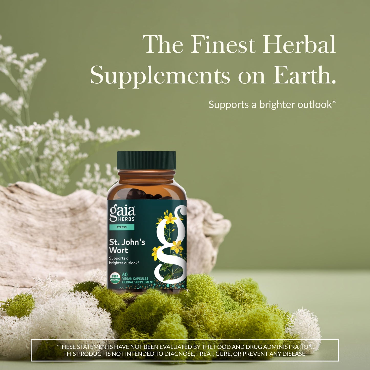 Gaia Herbs St. John's Wort Stress Support, 60 Vegan Capsules