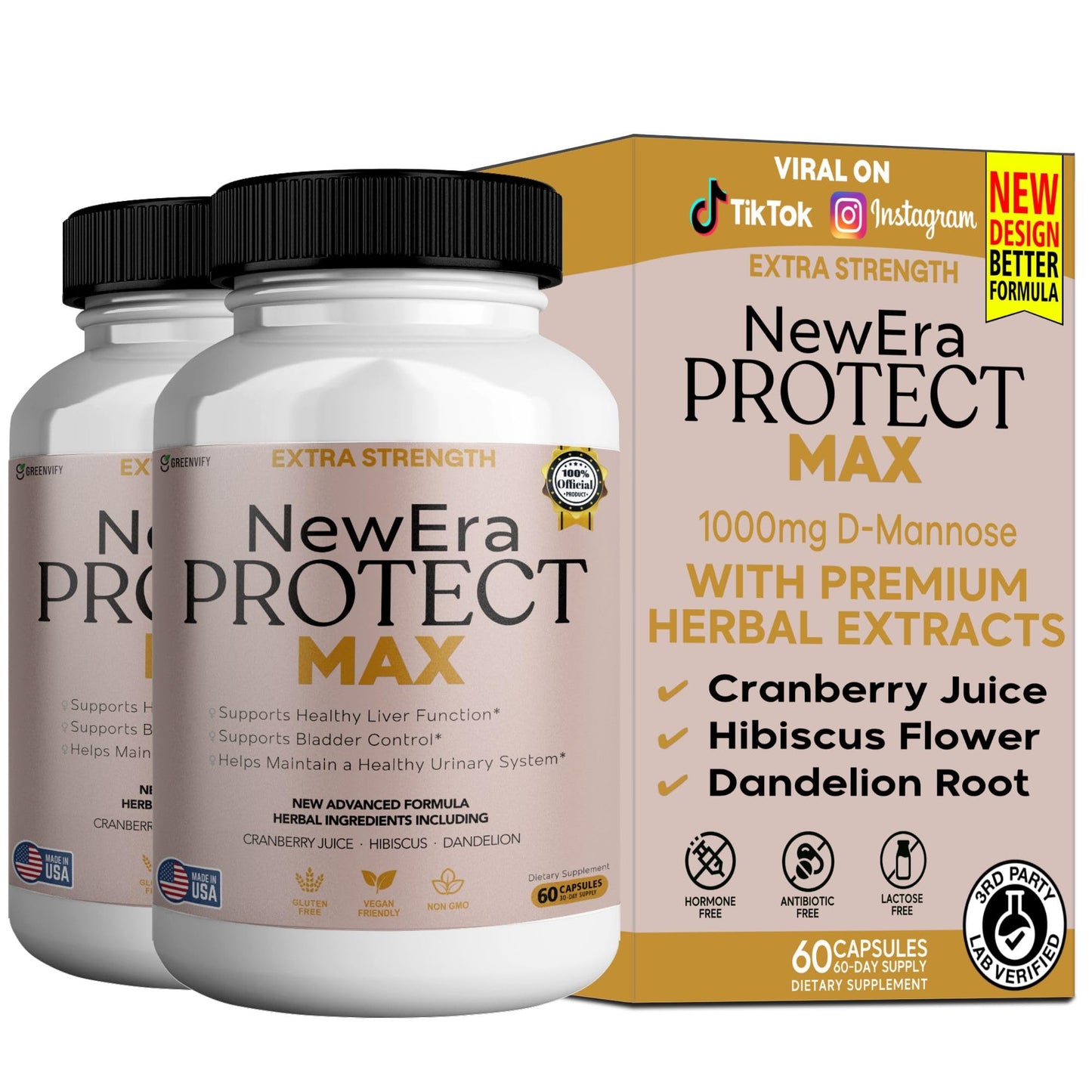 GREENVIFY New Era Protect Max Extra Strength Urinary Support Supplement Capsules 60 Count