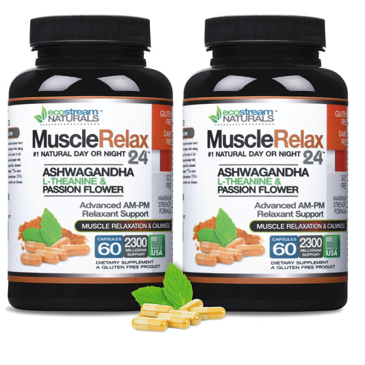 ecostream Naturals All Natural Relaxant Muscle Relax 24/7 - Large 2,300 Milligram Day/Night Use, 120 Capsules